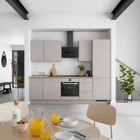 Küchenblock Touch High m. Geräten Grau - Eiche dunkel/Edelstahlfarben, MODERN, Holzwerkstoff/Metall (270cm) - Nobilia