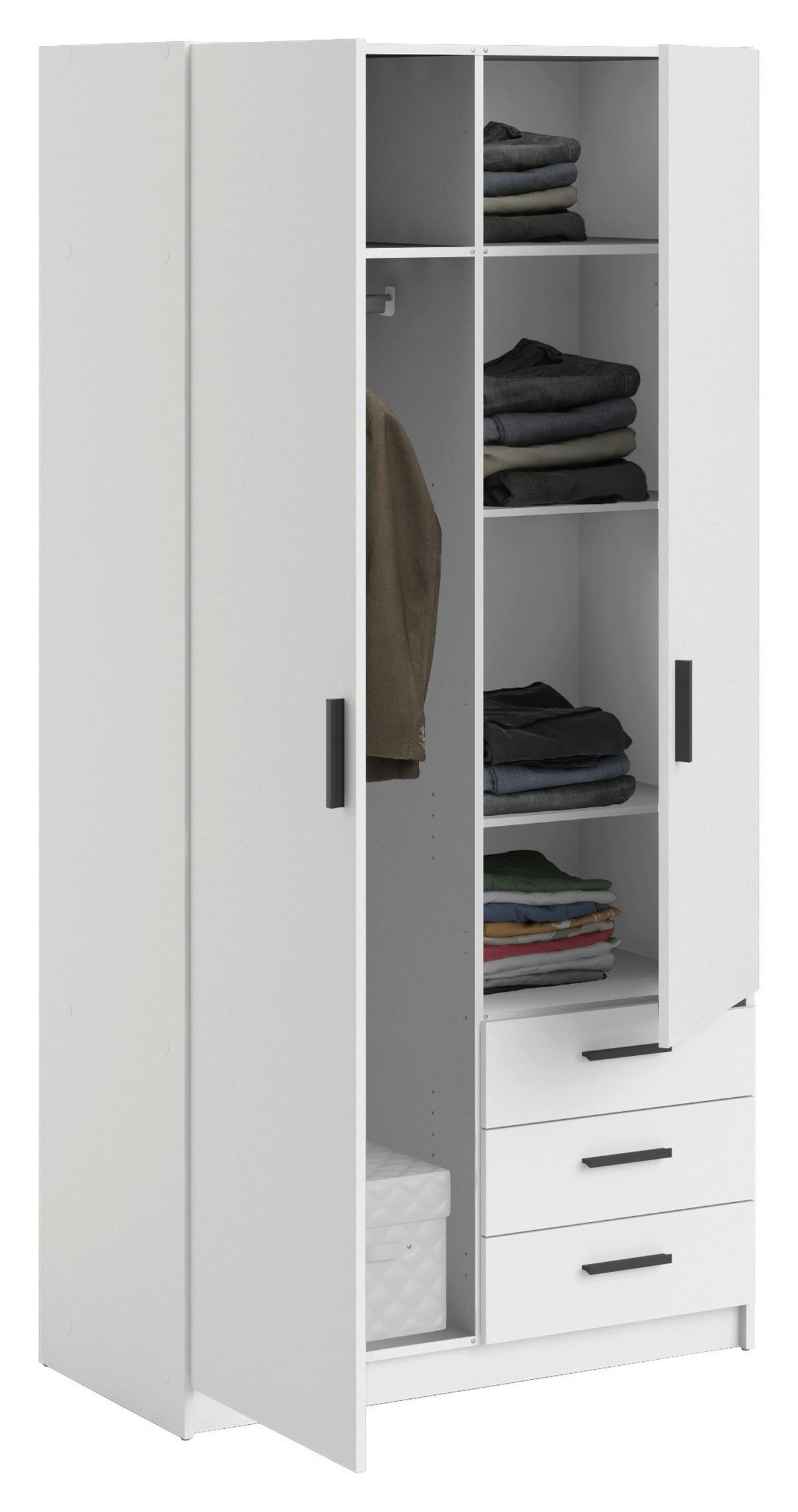 Omara Za Oblačila Sprint, Bela - črna/bela, Basics, kovina/leseni material (98,5/200,4/49,8cm) - MID.YOU