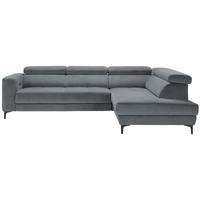 Ecksofa Emma rechts Blaugrau - Blaugrau/Schwarz, MODERN, Textil (301/210cm) - Premium Living