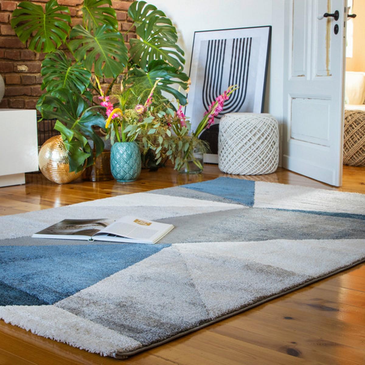 TAPIS À POILS LONGS MA CANYON 974 - bleu, Basics, textile (120/170cm)