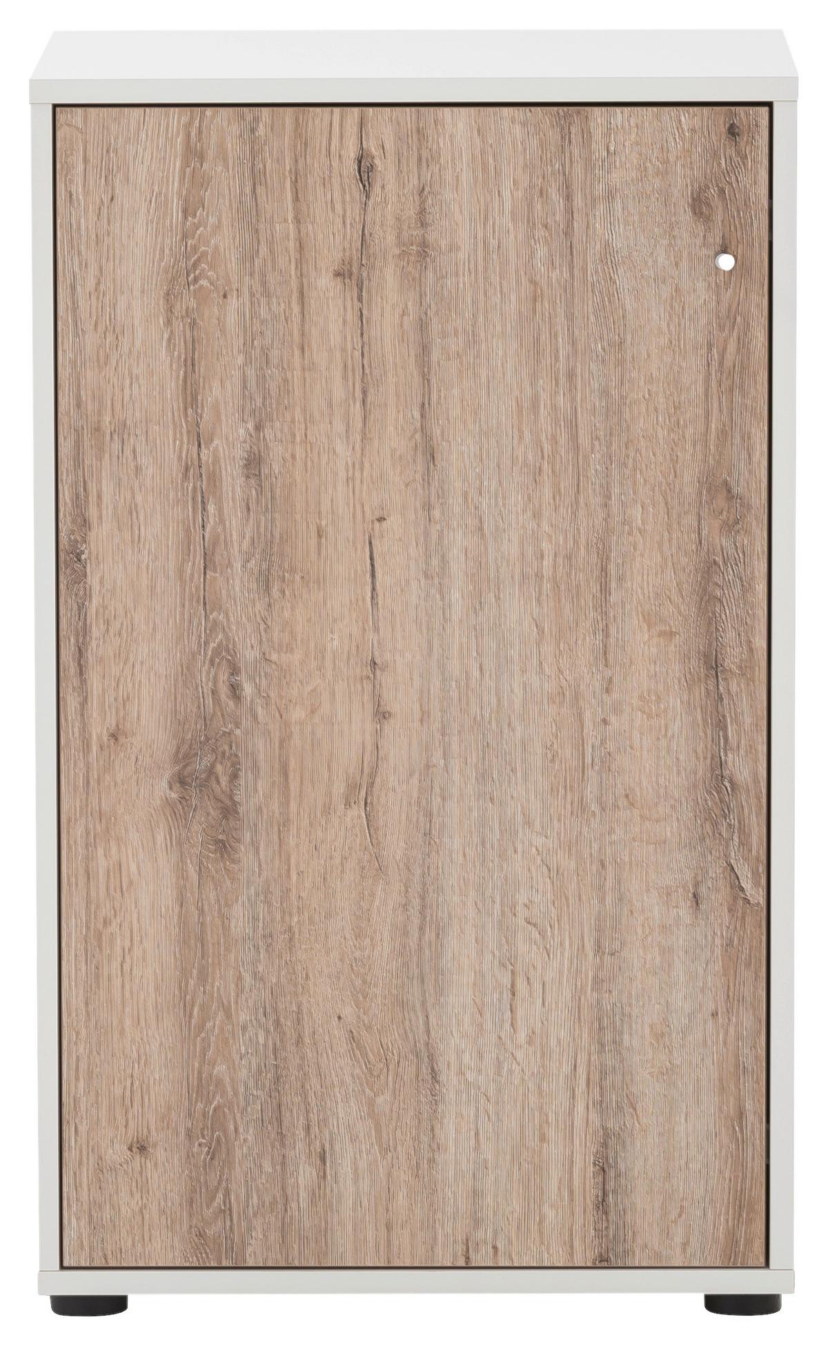 Aktenschrank U 510 T Weiß W.eiche ca.50,9x83,6x41cm - Wildeiche/Weiß, MODERN, Holzwerkstoff (50,9/83,6/41cm) - MID.YOU