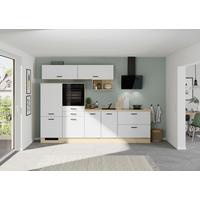 Küchenblock IKZ mit Geräten ca.300cm Weiß - Eichefarben/Schwarz, Design, Holzwerkstoff/Metall (300cm) - Impuls