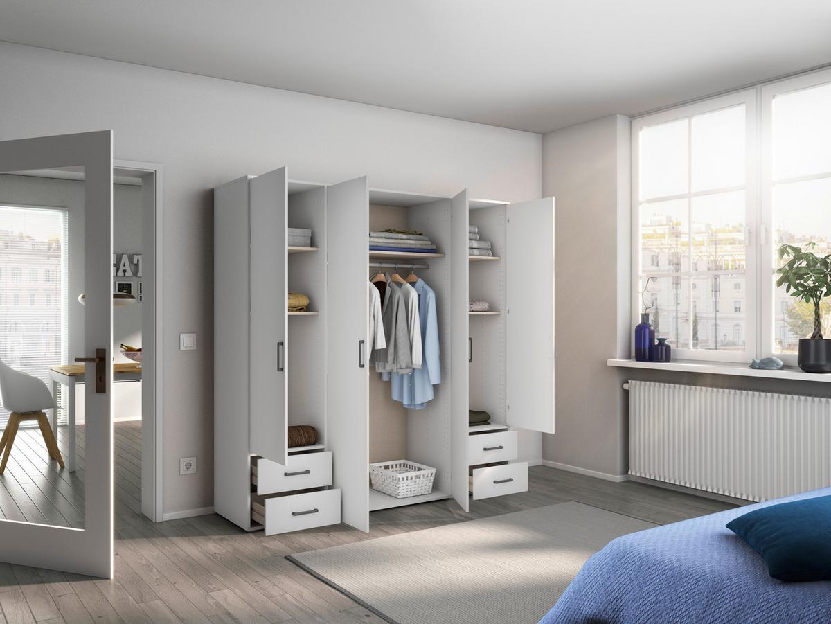 Ormar S Klasičnim Vratima Voyager - bijela/siva, Moderno, drvni materijal/plastika (187/194/53cm) - Modern Living
