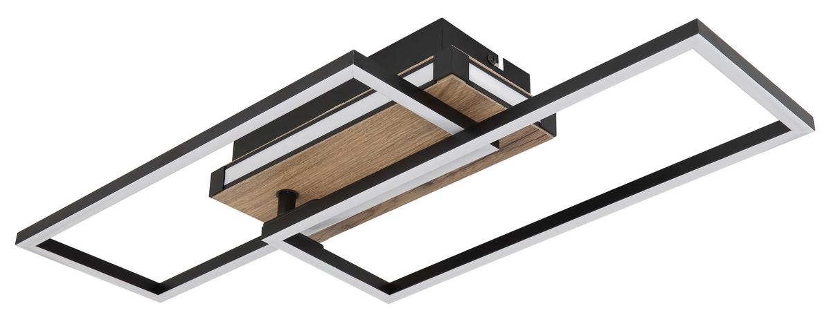 LED-Deckenleuchte Colli Opal/Schwarz/Braun max. 34Watt - Dunkelbraun/Opal, Design, Holzwerkstoff/Kunststoff (60/49/10cm) - Globo