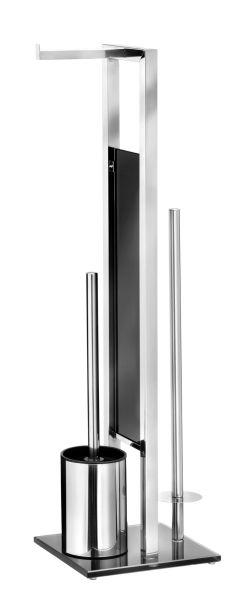 ZESTAW DO WC RIVALTA - kolor stalowy/czarny, Basics, tworzywo sztuczne/metal (18/70/23cm) - Wenko