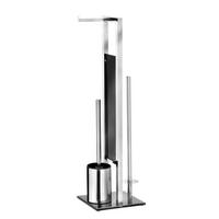 ZESTAW DO WC RIVALTA - kolor stalowy/czarny, Basics, tworzywo sztuczne/metal (18/70/23cm) - Wenko