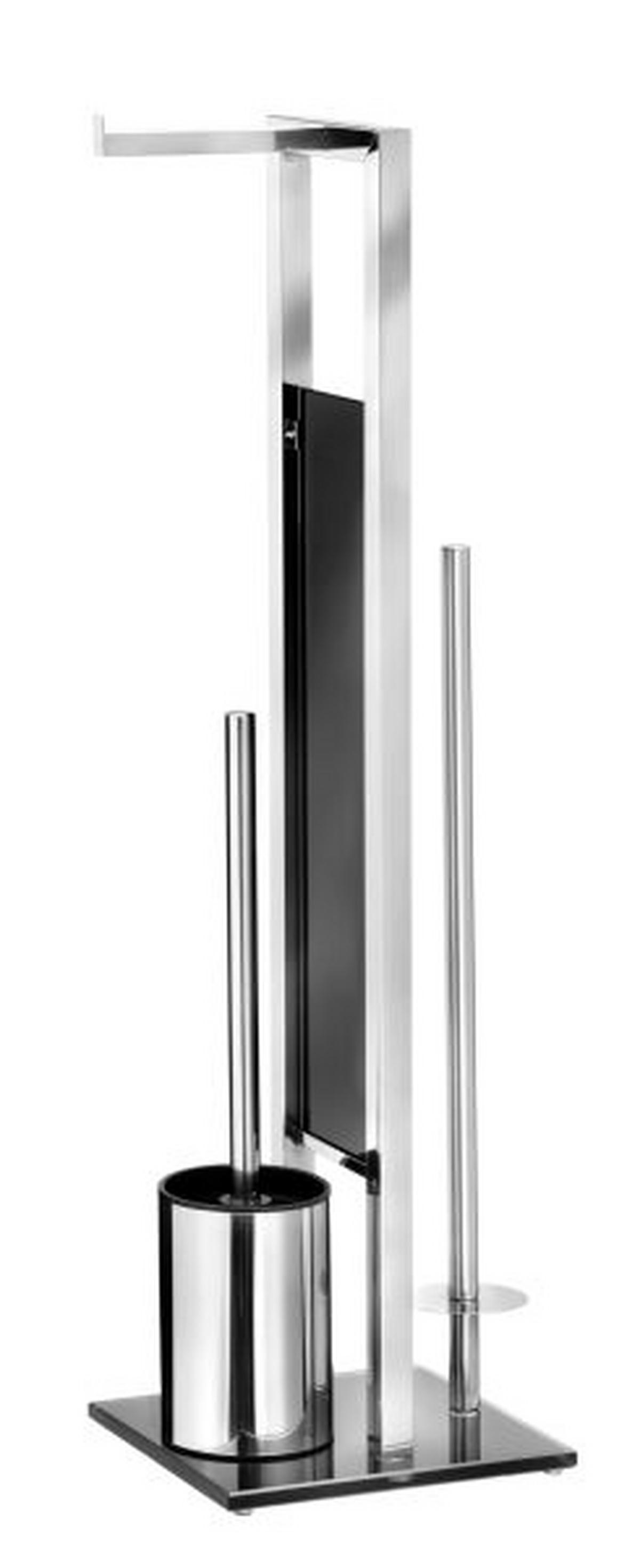 ZESTAW DO WC RIVALTA - kolor stalowy/czarny, Basics, tworzywo sztuczne/metal (18/70/23cm) - Wenko