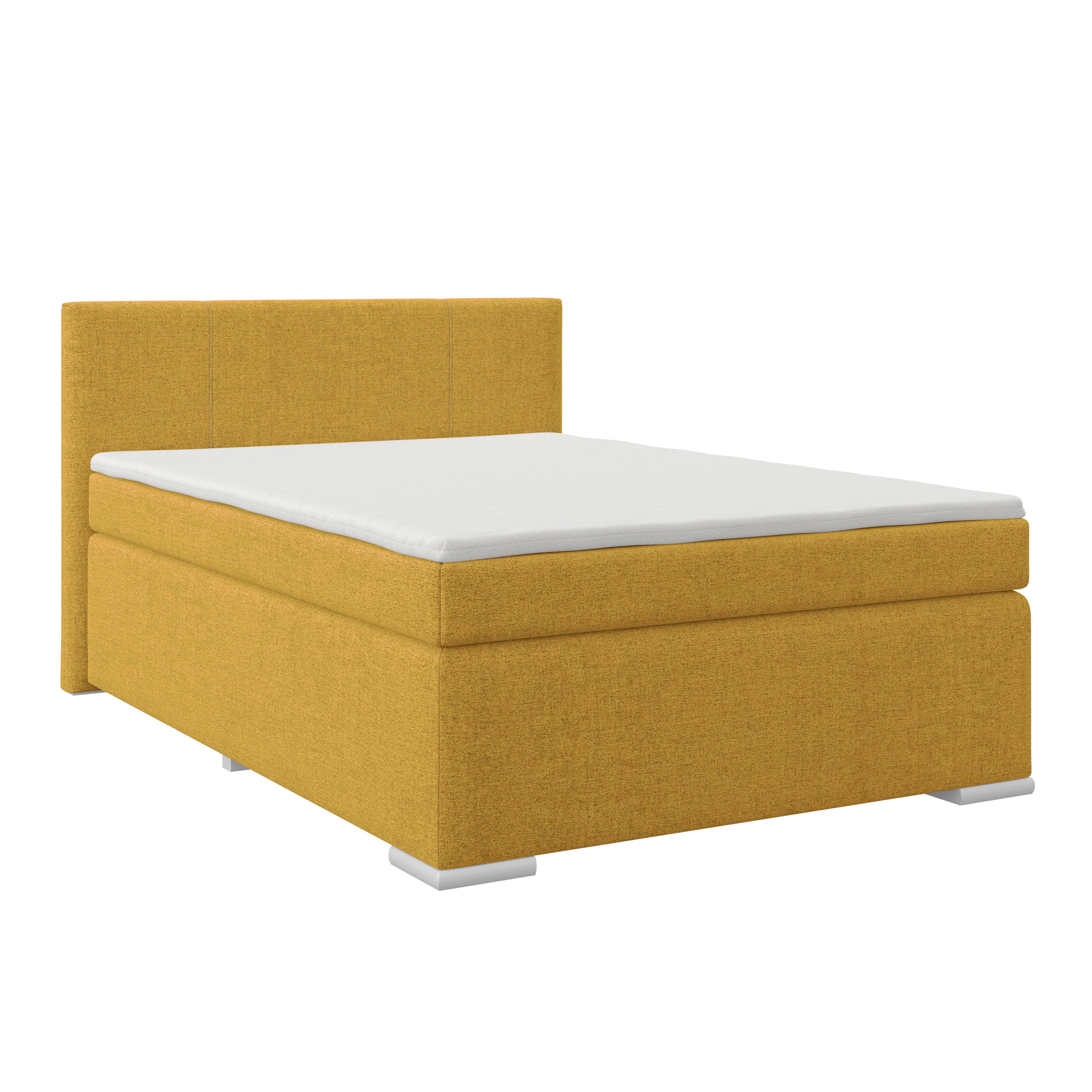 Boxspring Krevet Mira 1 - zlatne boje/boje aluminija, Basics, tekstil/plastika (140/200cm)