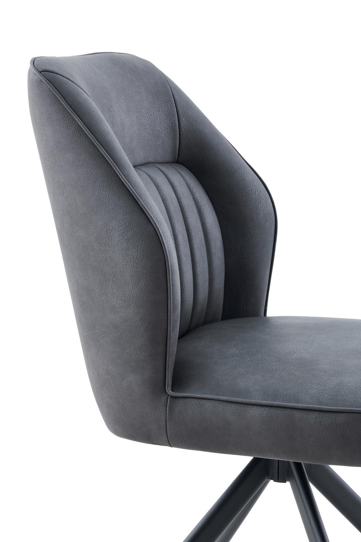 STUHL-SET PRIZZI S 2ER-SET - Anthrazit/Schwarz, MODERN, Textil/Metall (51/92/65cm) - MID.YOU