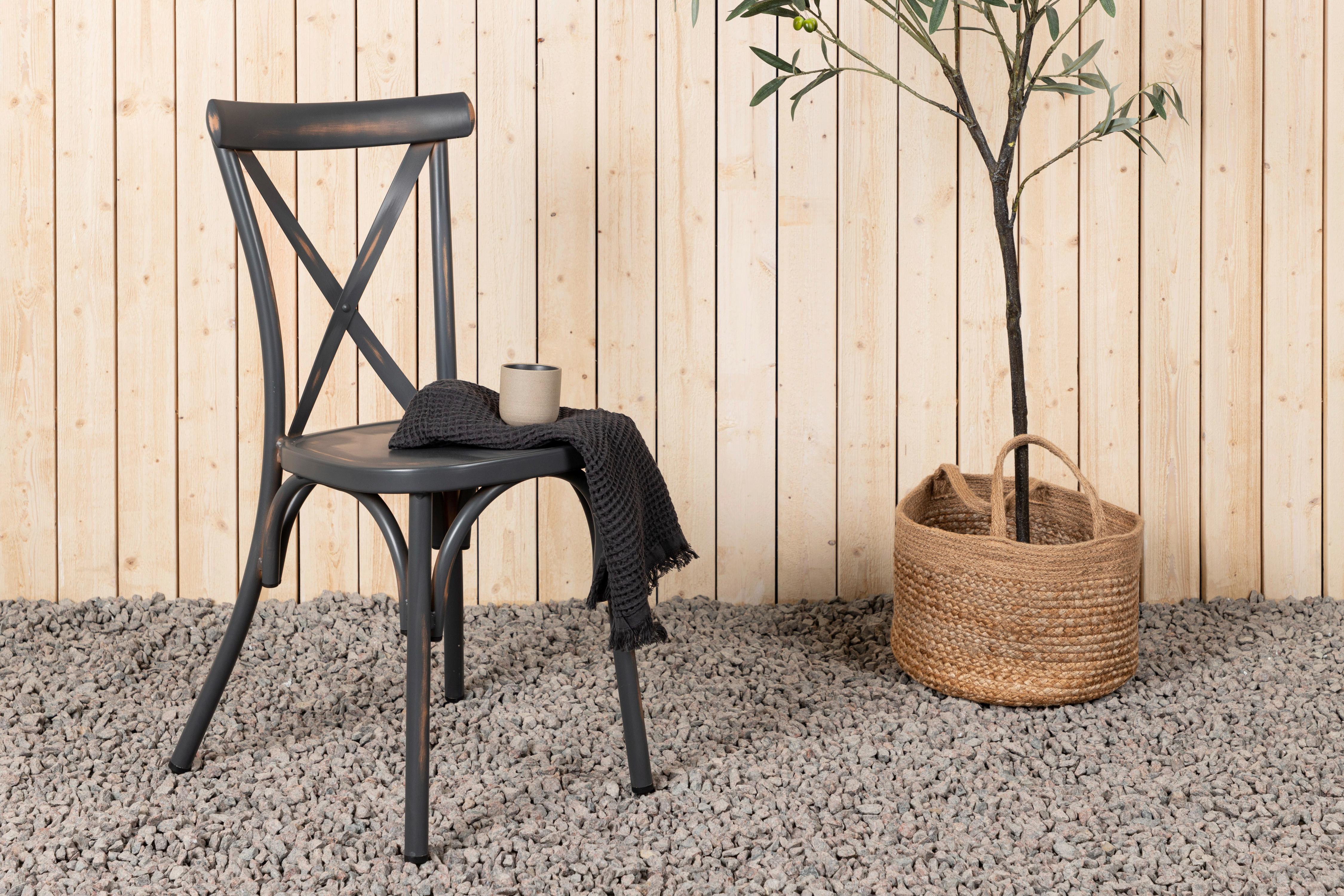 Gartenstuhl 2er-Set Tablas ca. 48x88x48 cm Schwarz - Schwarz, KONVENTIONELL, Metall (48/88/48cm) - Gardenson