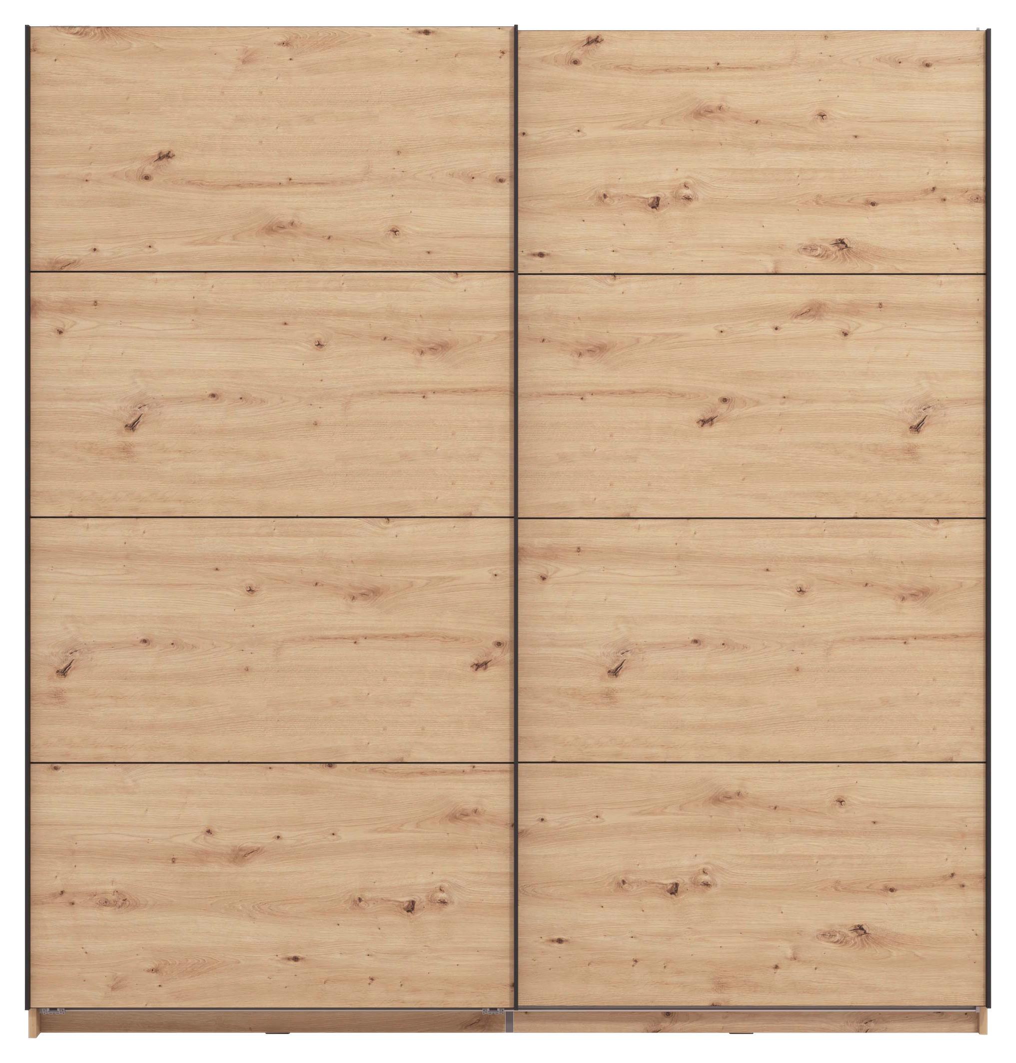 Schwebetürenschrank Gard 200 in Eiche Artisan - Schwarz/Eiche Artisan, Konventionell, Holzwerkstoff/Metall (195/217/61cm) - Mömax