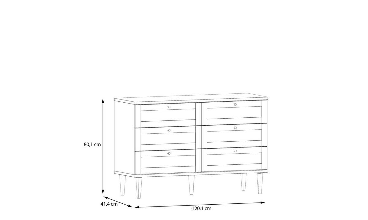 Comodă CALASETTA - bej/culoare lemn stejar, Romantik / Landhaus, material pe bază de lemn (120,1/80,1/41,4cm) - Premium Living