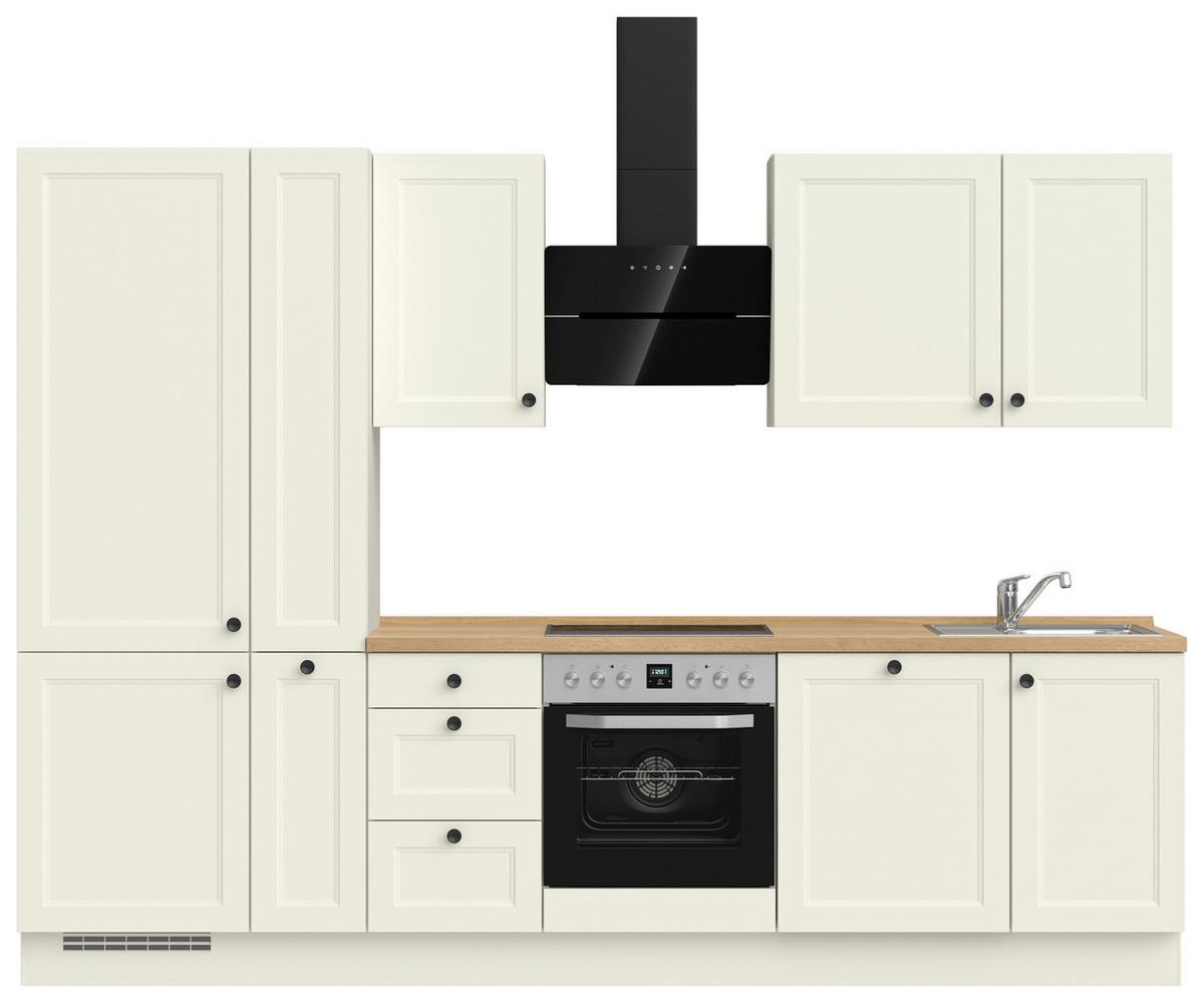 Küchenblock Cascada High m. Geräten Weiß - Eichefarben/Schwarz, MODERN, Holzwerkstoff/Metall (300cm) - Nobilia