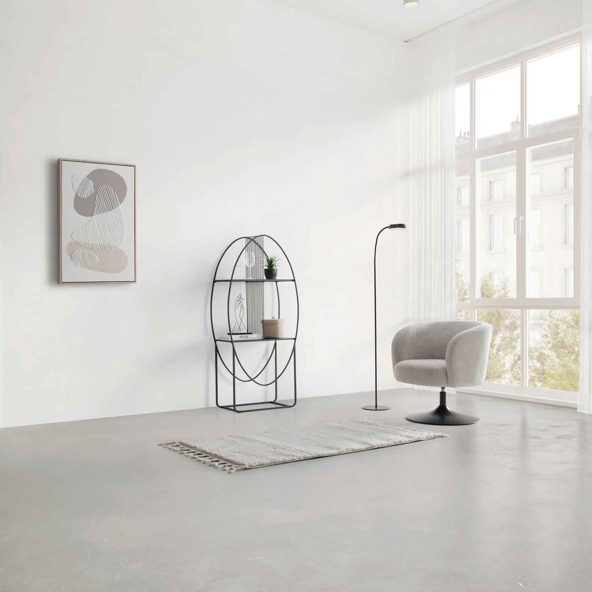 Polica Chase - crna, Moderno, staklo/metal (65/140/32cm) - Premium Living