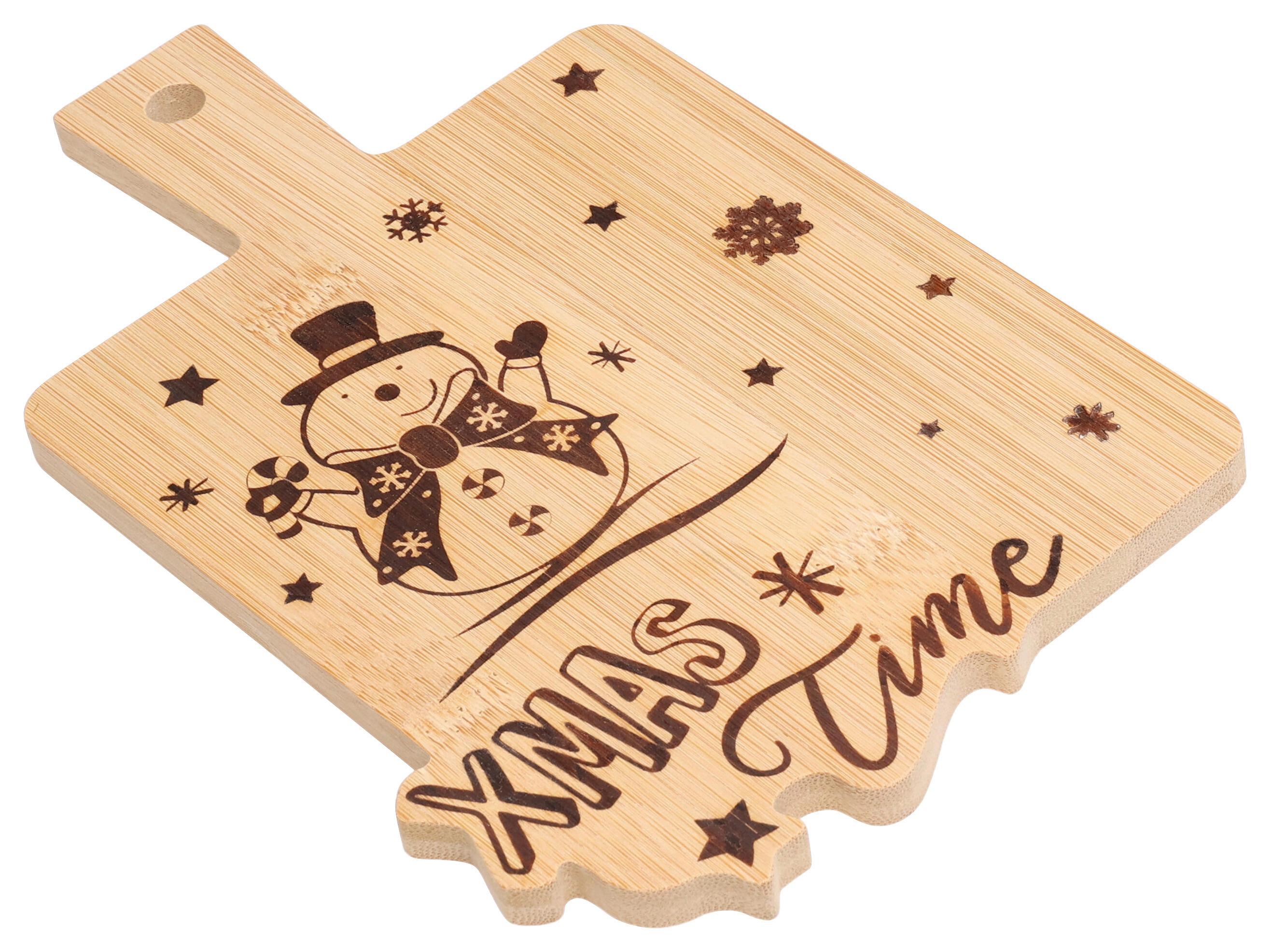 Servierbrett XMAS TIME - Hellbraun, Holz (22/14/0,8cm)