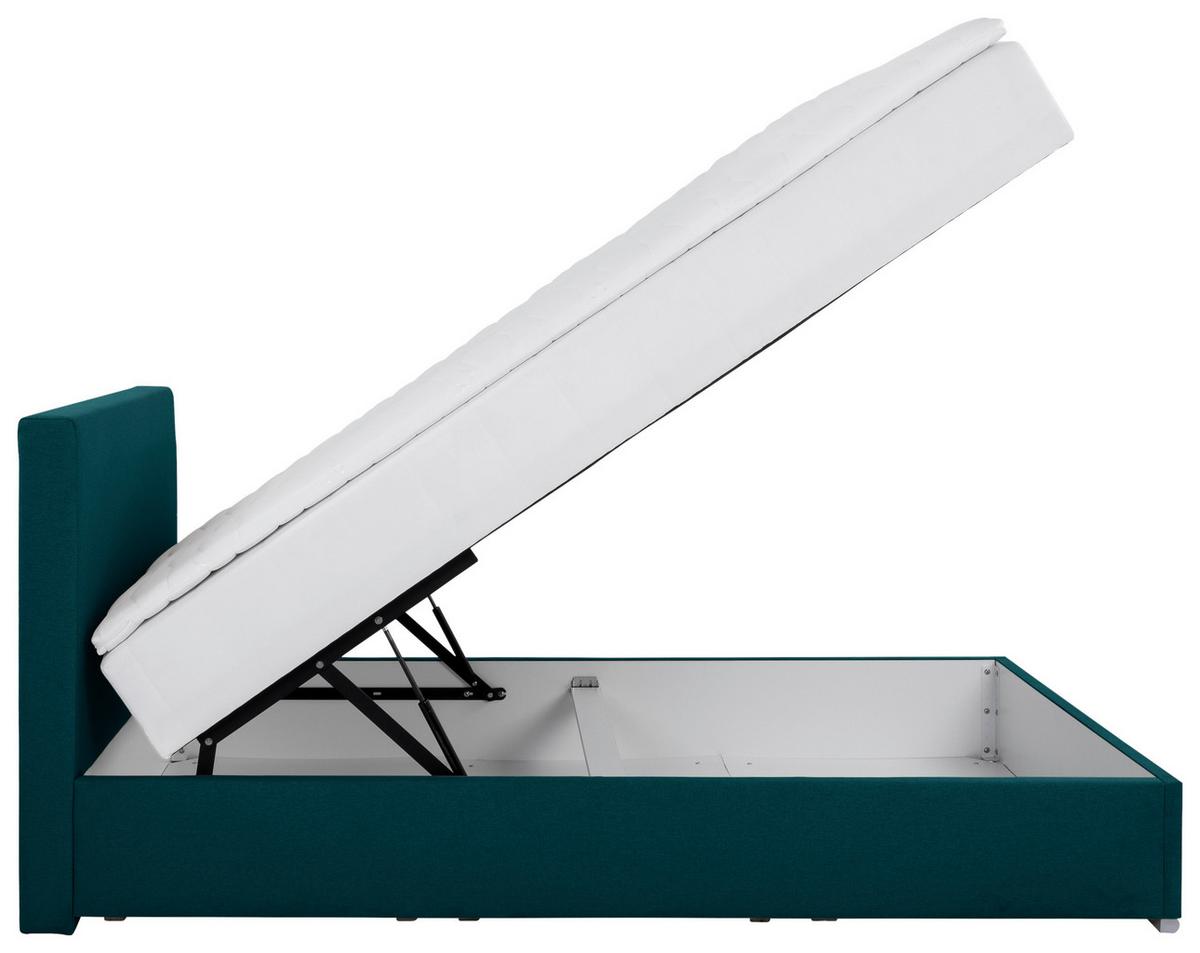 Tapecirani Krevet Cosi - boje petroleja/boje kroma, Konvencionalno, drvo/metal (120/200cm)