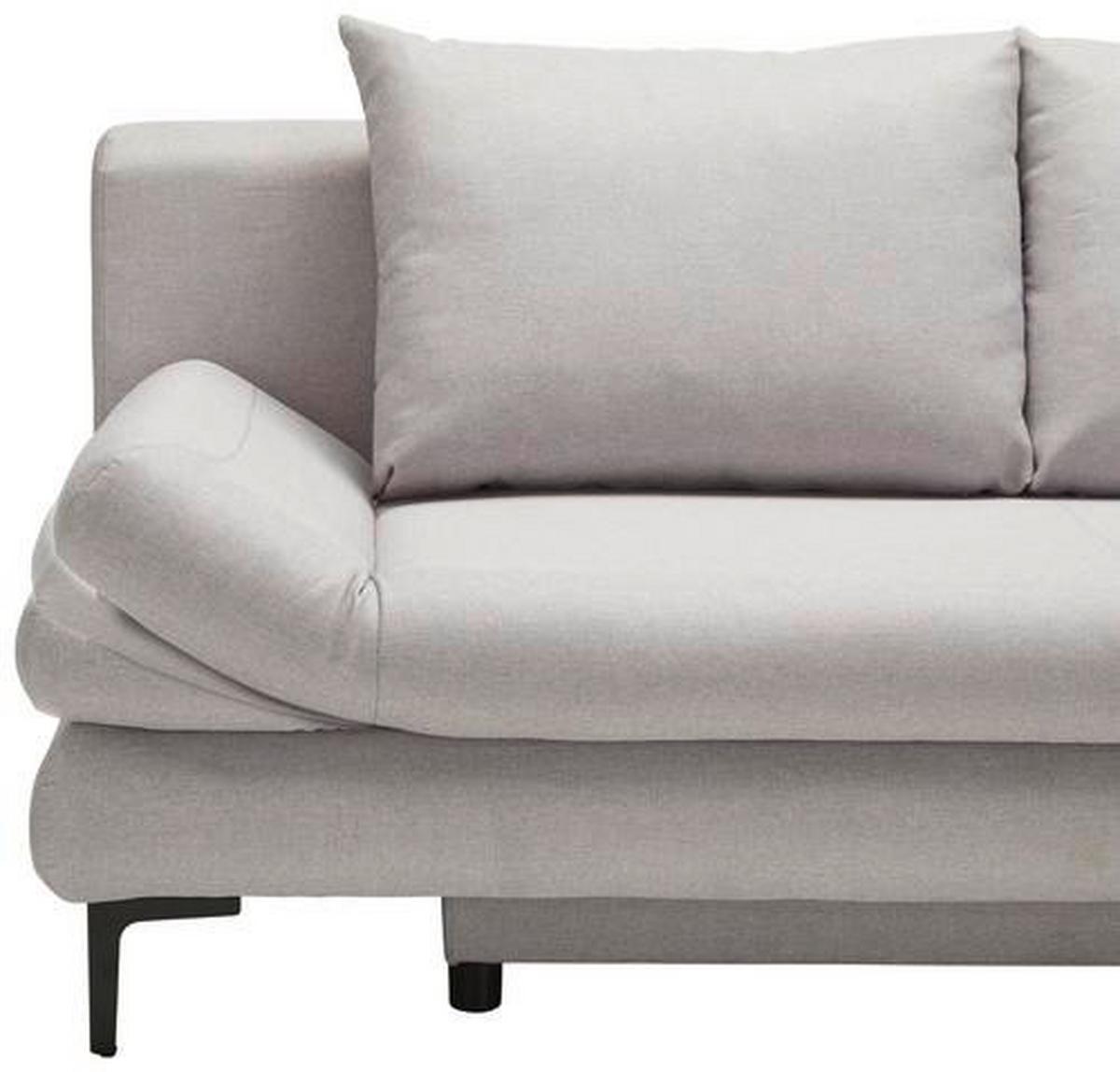 Schlafsofa in Hellgrau mit Bettfunktion - Hellgrau/Schwarz, MODERN, Textil (191/42-76/86cm) - Based