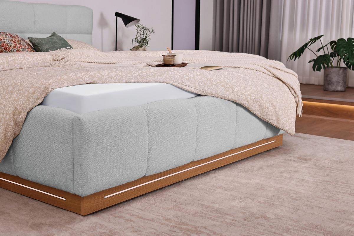 Polsterbett Ascona II Hellgrau ca. 180x200cm - Eichefarben/Hellgrau, KONVENTIONELL, Holzwerkstoff/Textil (180/200cm) - Based