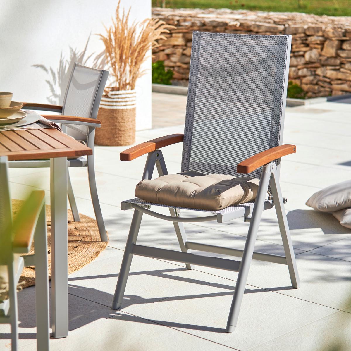 Gartensessel Barcelona 3 Grau - Grau/Teakfarben, Modern, Holz/Kunststoff (65,5/105,8/56,4cm) - Mömax