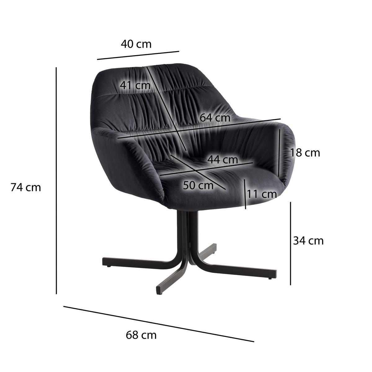 SESSEL WL6.953 - Schwarz, Design, Textil/Metall (64/74/68cm) - Livetastic
