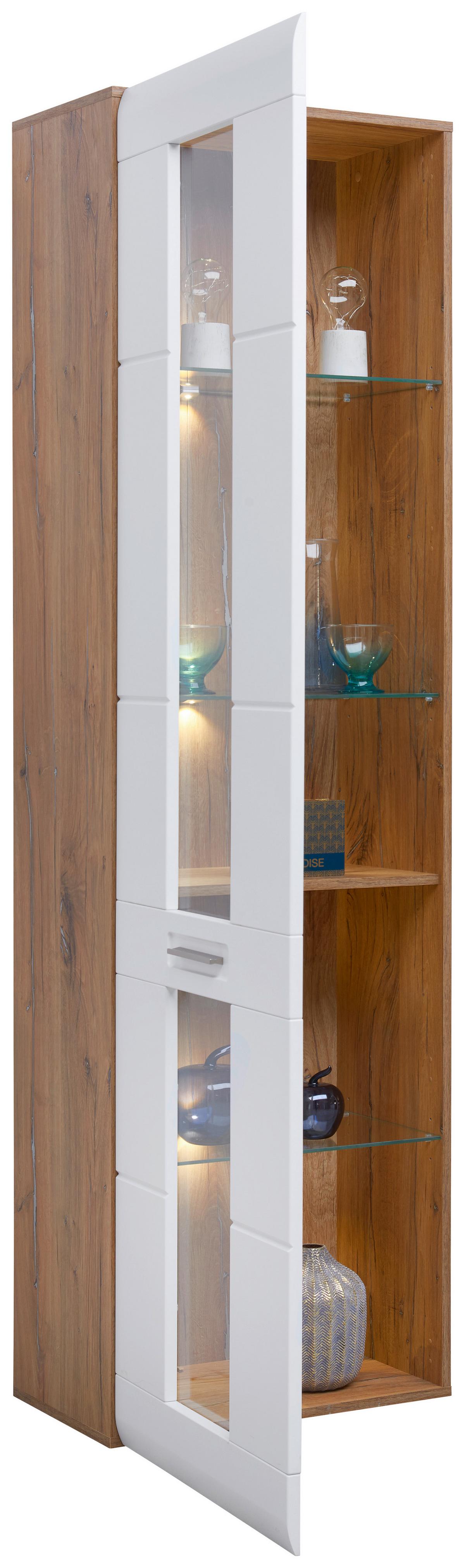 Vitrina Auris - bijela, Moderno, staklo/drvni materijal (60/204,2/37,1cm) - Modern Living