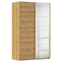 Omara Z Drsnimi Vrati Evelyn, Barva Hrasta - barve hrasta, Design, umetna masa/steklo (137/223/68cm) - Novel