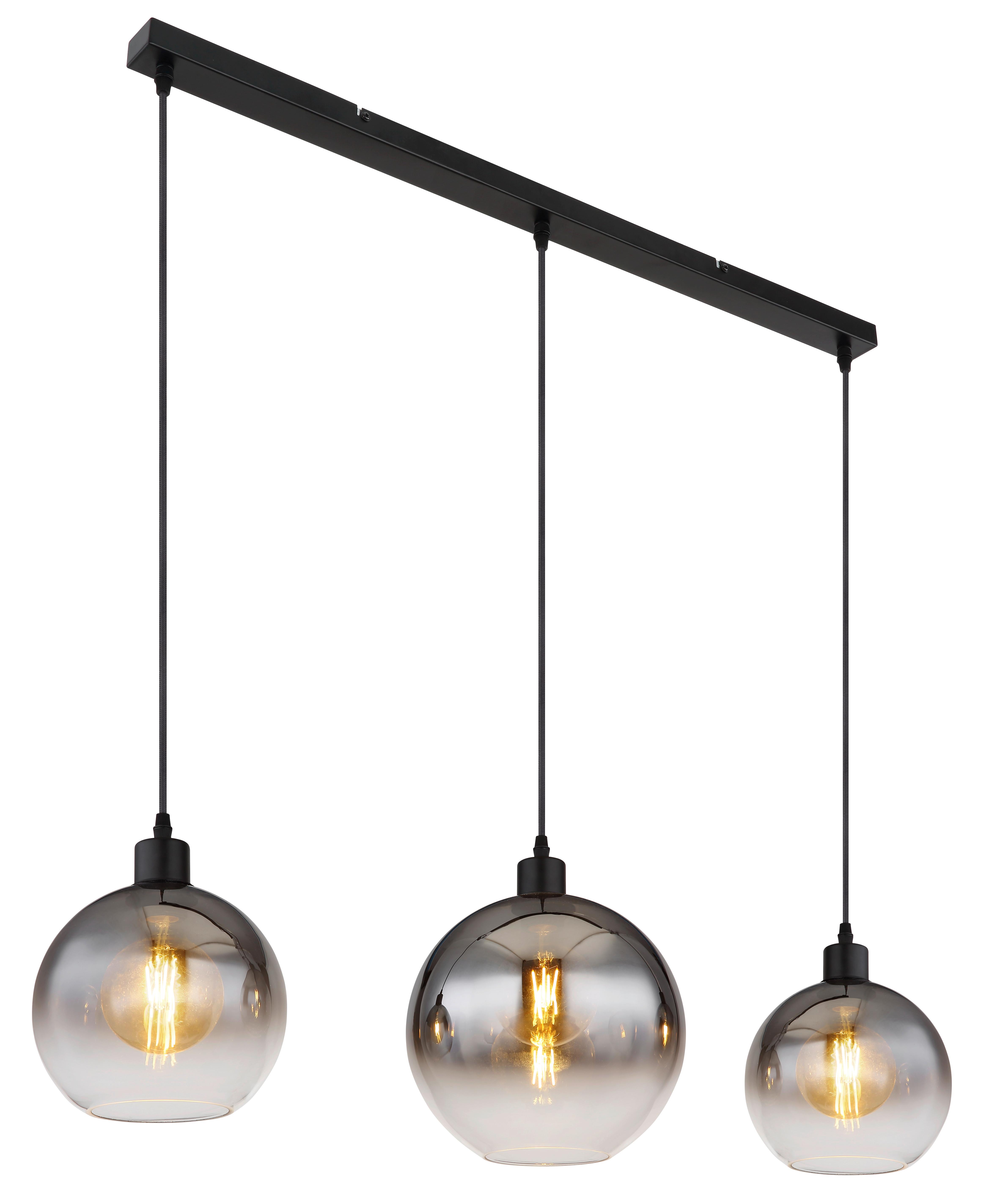 HÄNGELEUCHTE 58227-3HB - Schwarz, Design, Glas/Metall (95/25/120cm) - Globo