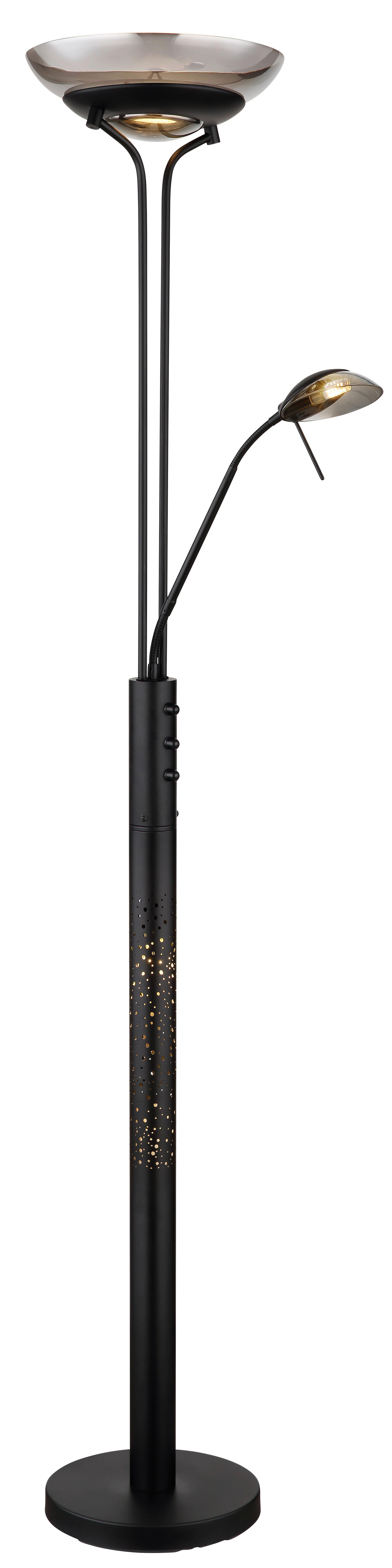 LED-Stehleuchte Merlinda Schwarz max. 20 Watt - Schwarz, Design, Glas/Metall (40/180cm) - Globo