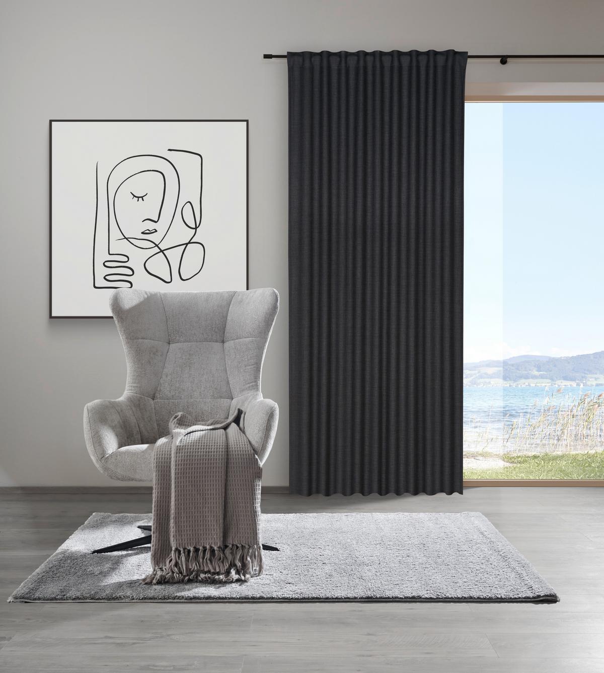 Készfüggöny Leo 135/255 - fekete, textil (135/255cm) - Premium Living