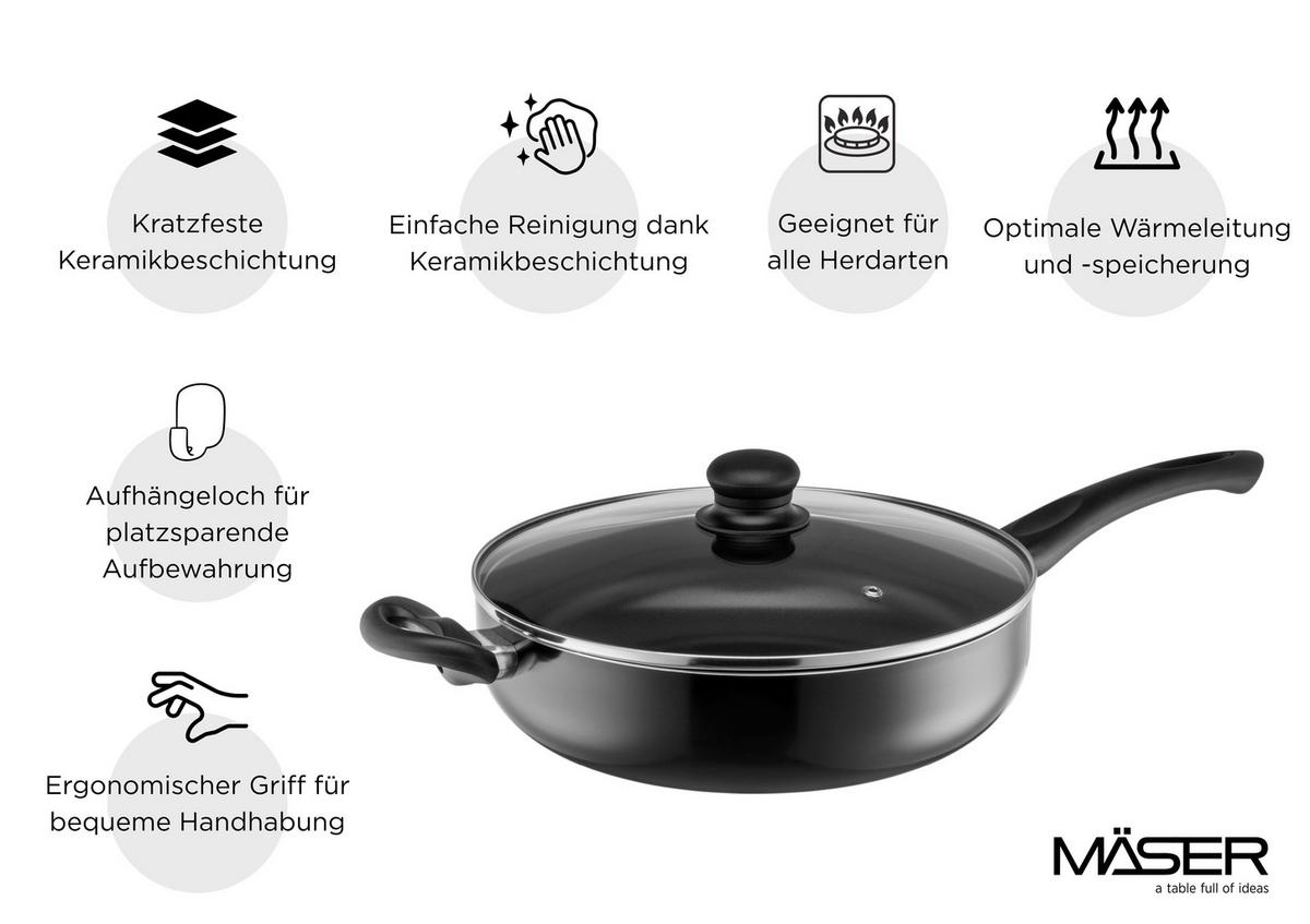 Pfannenset 935594 - Schwarz, Basics, Metall (28cm) - Mäser