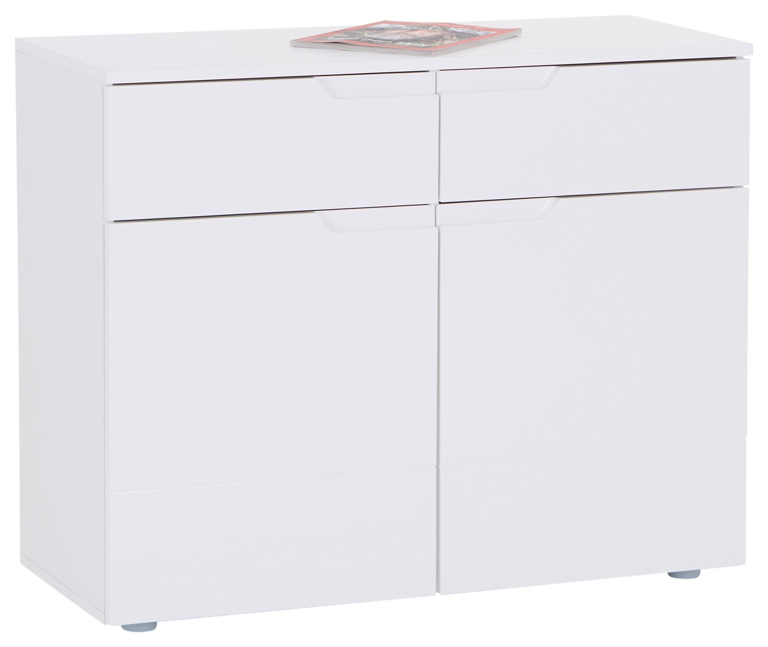 Comodă HILTON - alb/alb lucios intens, Modern, material pe bază de lemn (100/81,4/40cm) - Modern Living