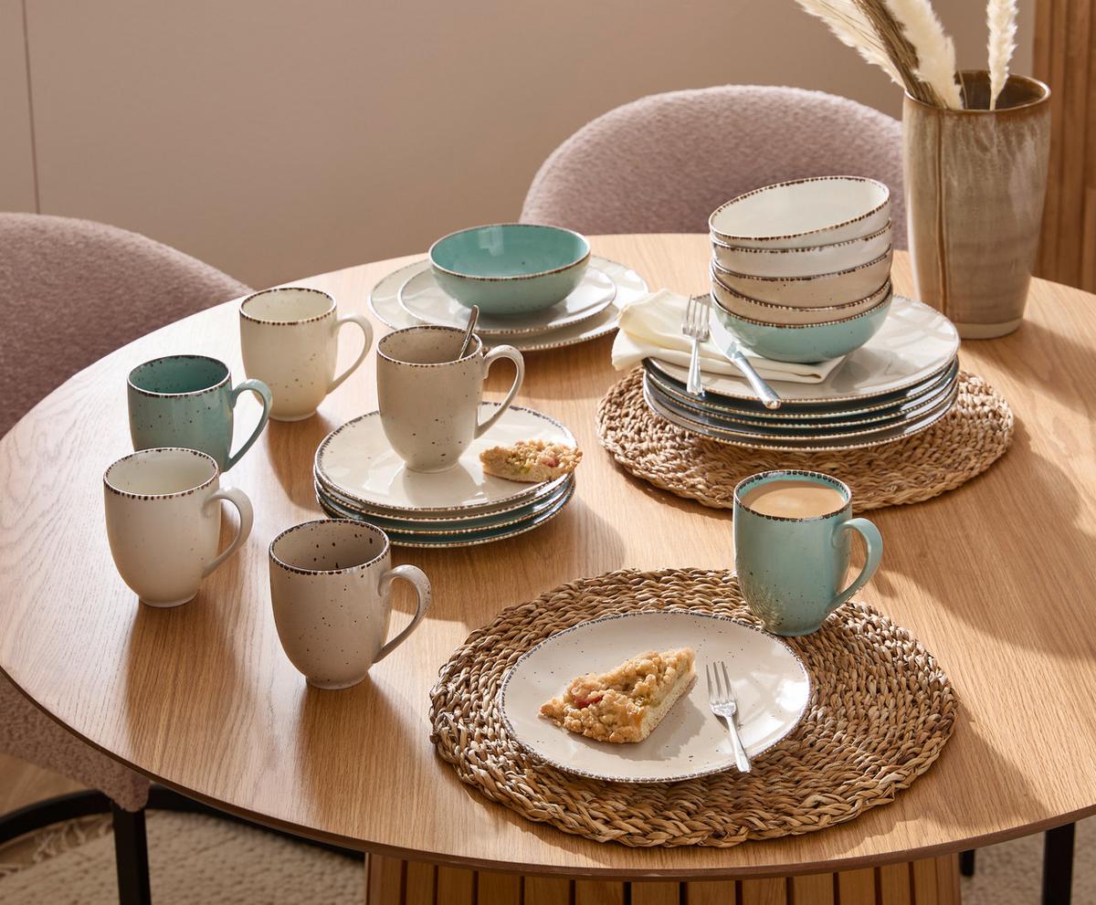 SERWIS OBIADOWO-ŚNIADANIOWY URBAN LIFE - turkusowy/biały, Design, ceramika - Landscape