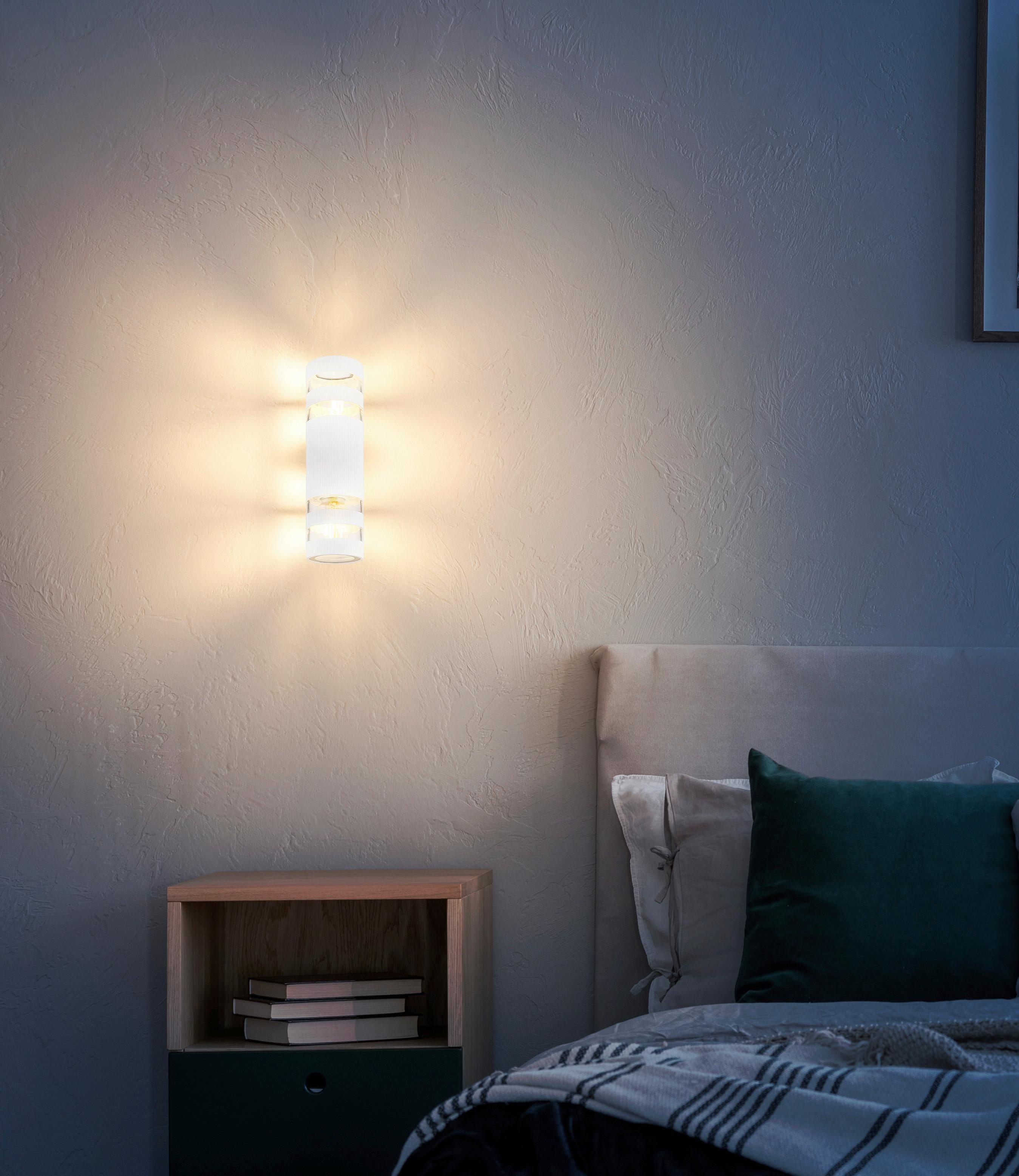 WANDLEUCHTE 78260W HAYES - Klar/Weiss, Basics, Glas/Kunststoff (22/6,5/6,5cm) - Globo