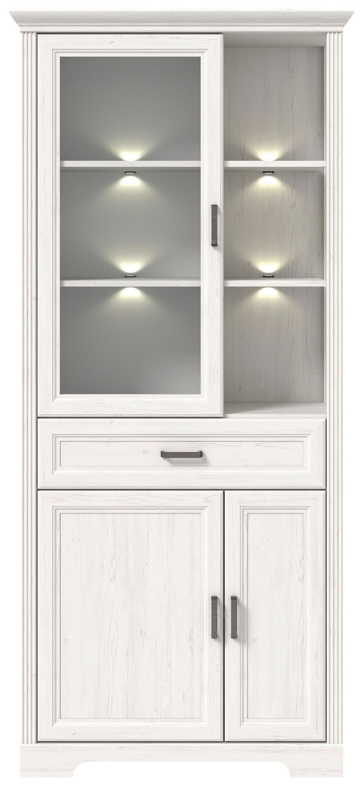 vitrine in Pinienfarben - couleur de pin, Romantik / Landhaus, métal/matériau de bois (93/204/42cm) - Zandiara