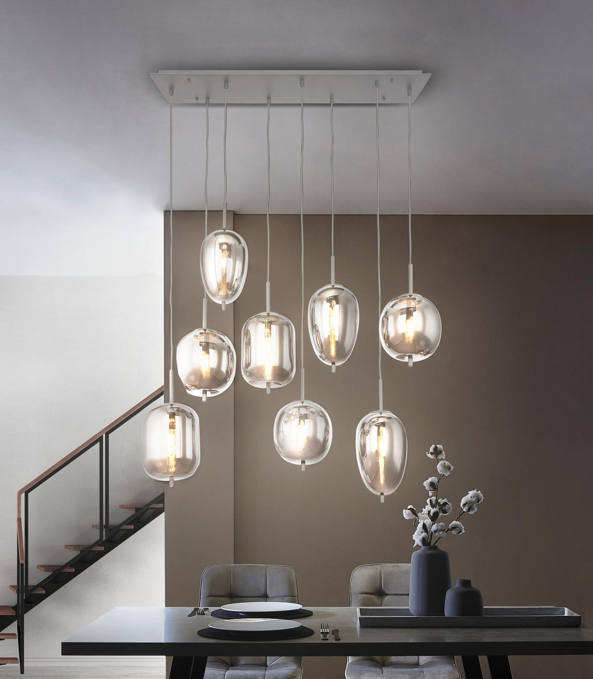 LAMPA WISZĄCA 15345-8LU BLACKY - czarny, Design, metal/szkło (94/34/120cm) - Dieter Knoll