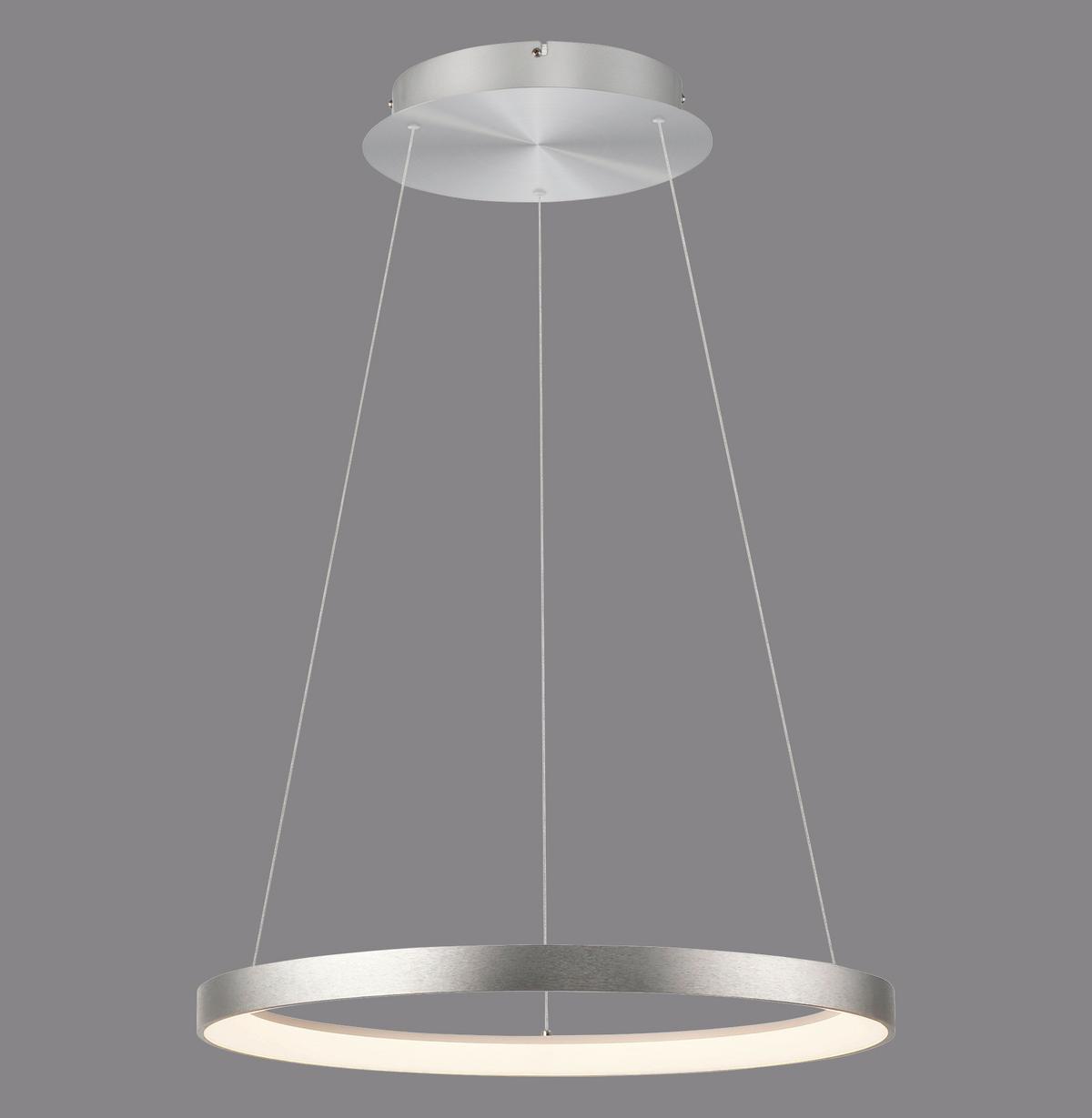 LAMPA ZWIESZANA LED 2851-95 HOOP - kolor aluminiowy, Design, tworzywo sztuczne/metal (57/180/200cm) - Paul Neuhaus