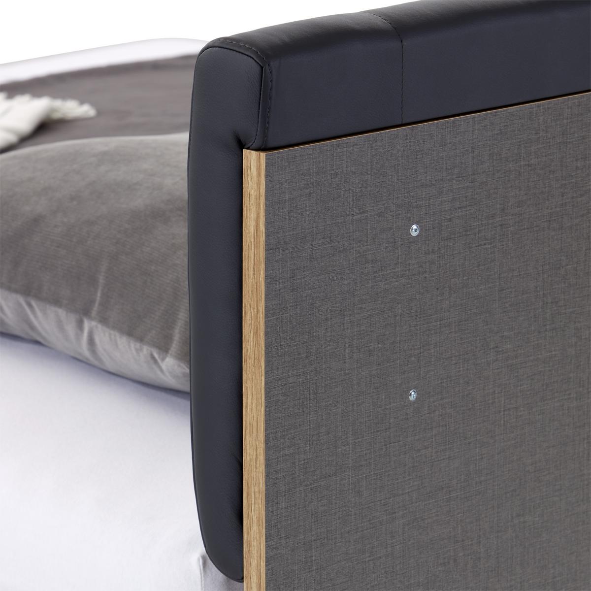 Krevet James - boje grafita/boje hrasta, Konvencionalno, drvni materijal/tekstil (180/200cm) - Premium Living