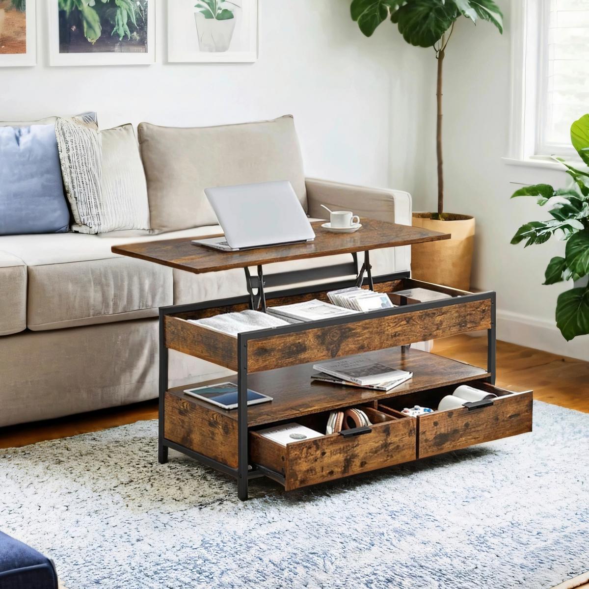 Couchtisch in Braun, Schwarz, rechteckig - Schwarz/Braun, Trend, Holzwerkstoff/Metall (100/50/48-62cm) - MID.YOU