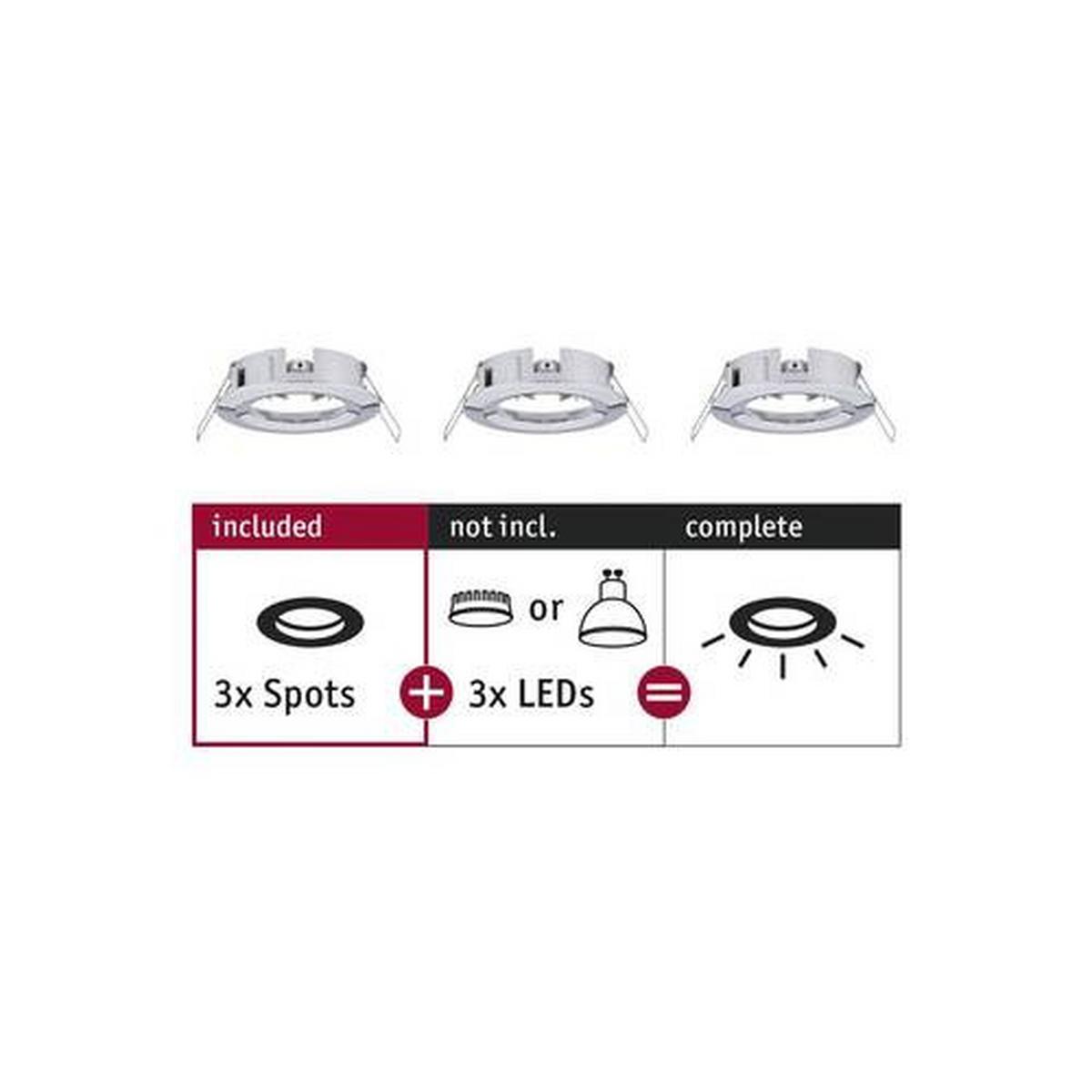 Deckenleuchte Choose! Spot Set max. 10 Watt, 3-teilig - Chromfarben/Alufarben, Basics, Metall (8,4cm) - Paulmann