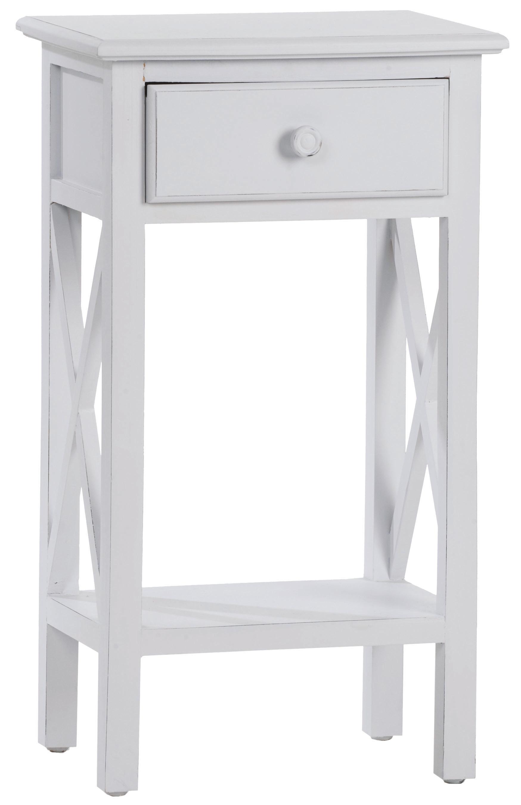 Beistelltisch in Weiß ca.38x67cm - Weiß, LIFESTYLE, Holz/Holzwerkstoff (38/67/28cm)