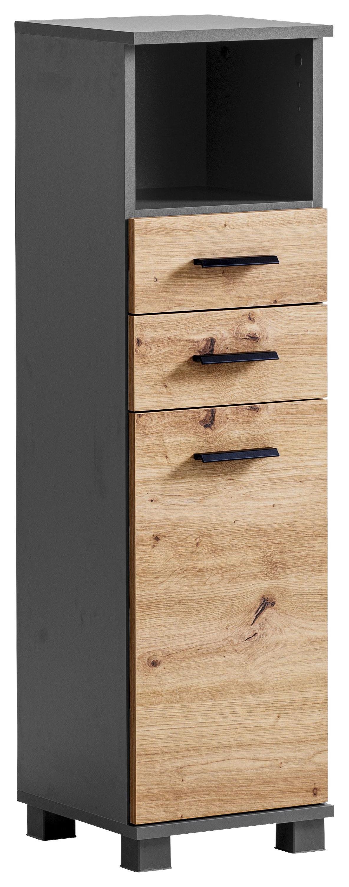 SZAFKA ŚREDNIA PALERMO - antracytowy/czarny, Konventionell, materiał drewnopochodny/tworzywo sztuczne (30/110,5/33cm) - Stylife