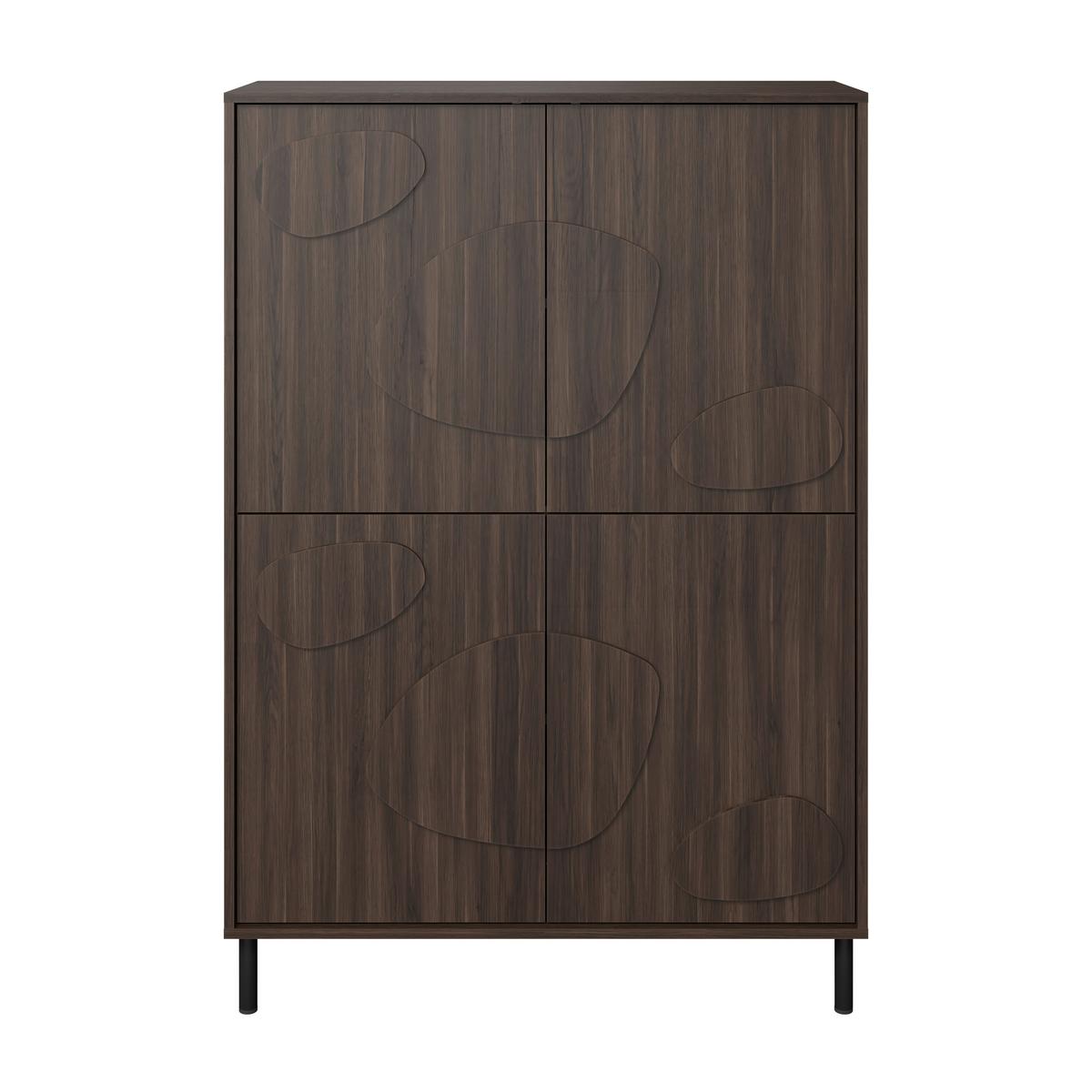 Highboatd Peonia Dunkelbraun - Dunkelbraun/Schwarz, MODERN, Holzwerkstoff/Metall (105/151/40cm) - Mömax