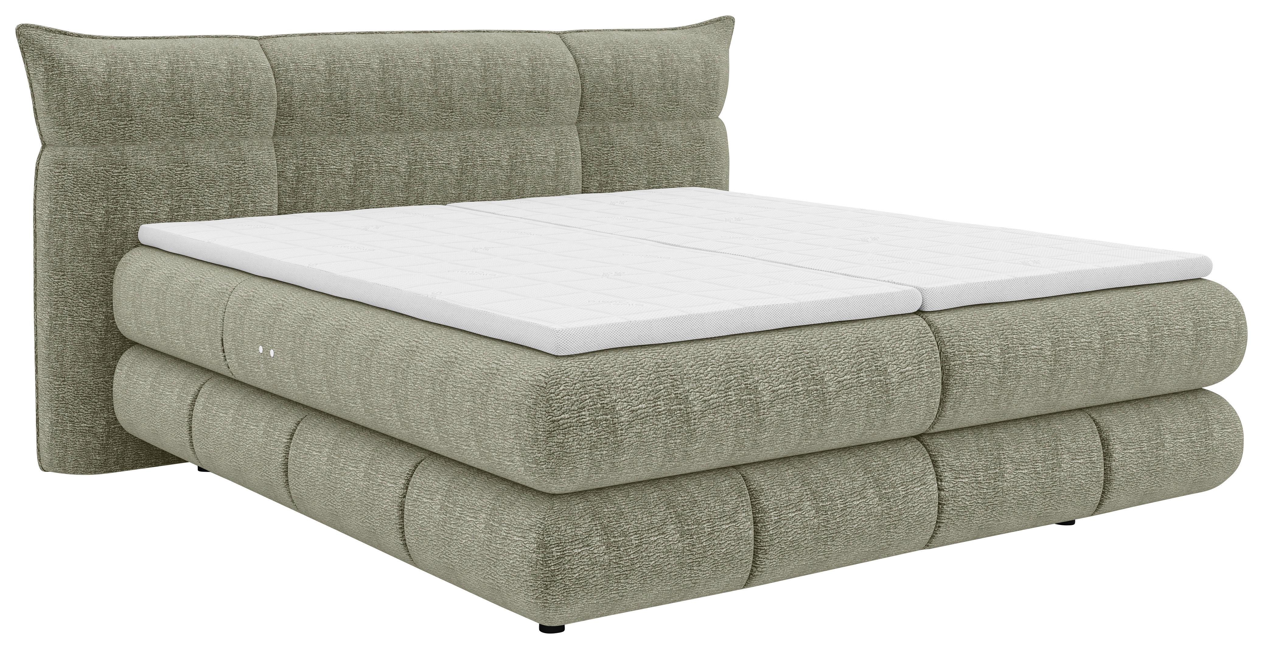 Boxspringbett Auris - Schwarz/Olivgrün, Konventionell, Kunststoff/Textil (140/200cm) - Sembella