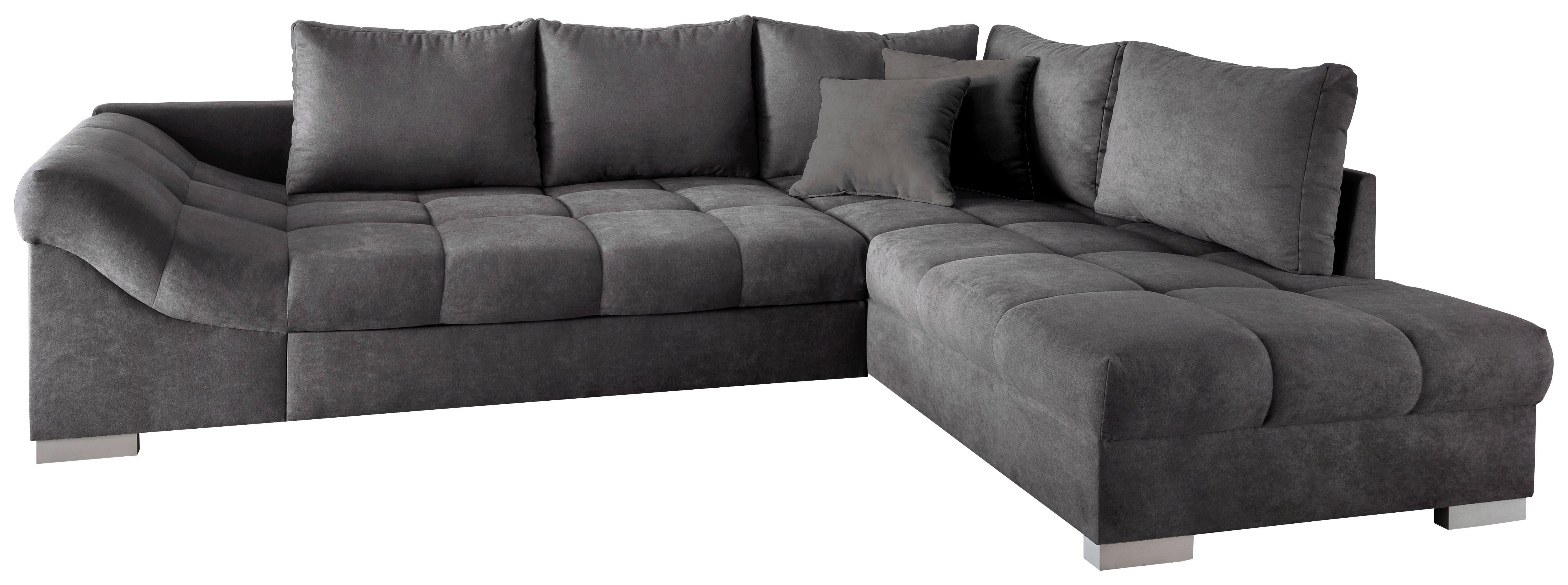 Wohnlandschaft Alvito Anthrazit Nylon/Mikrofaser - Anthrazit/Silberfarben, Design, Holz/Textil (298/202cm) - P & B