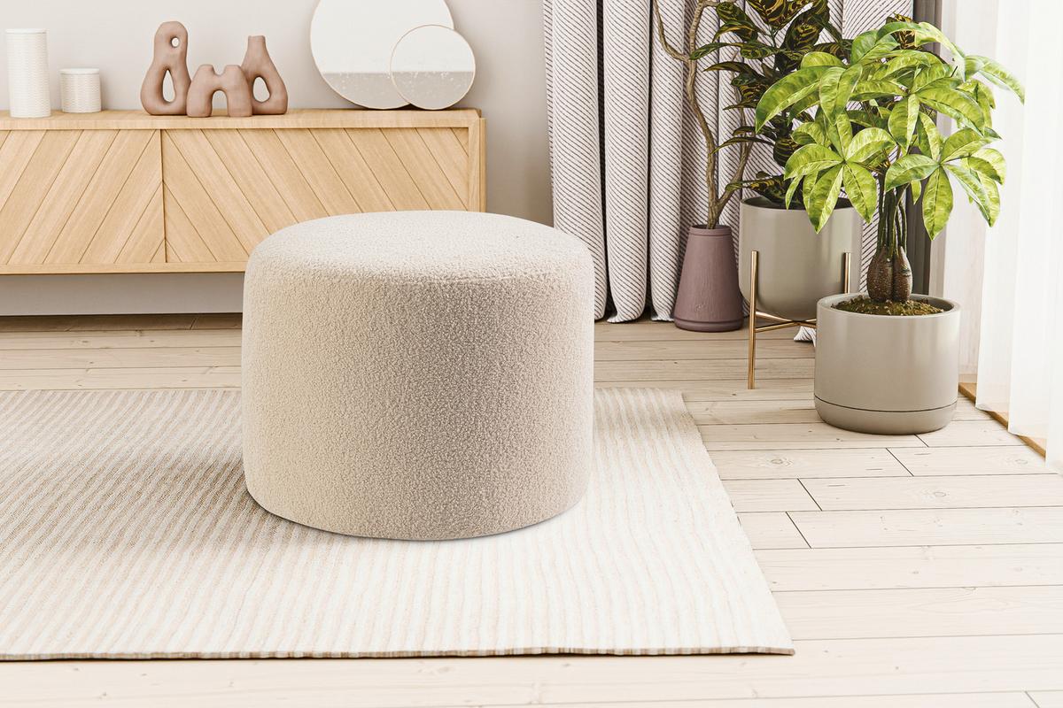 Hocker Kolo Beige - Beige/Schwarz, Basics, Kunststoff/Textil (51/41/51cm) - MID.YOU