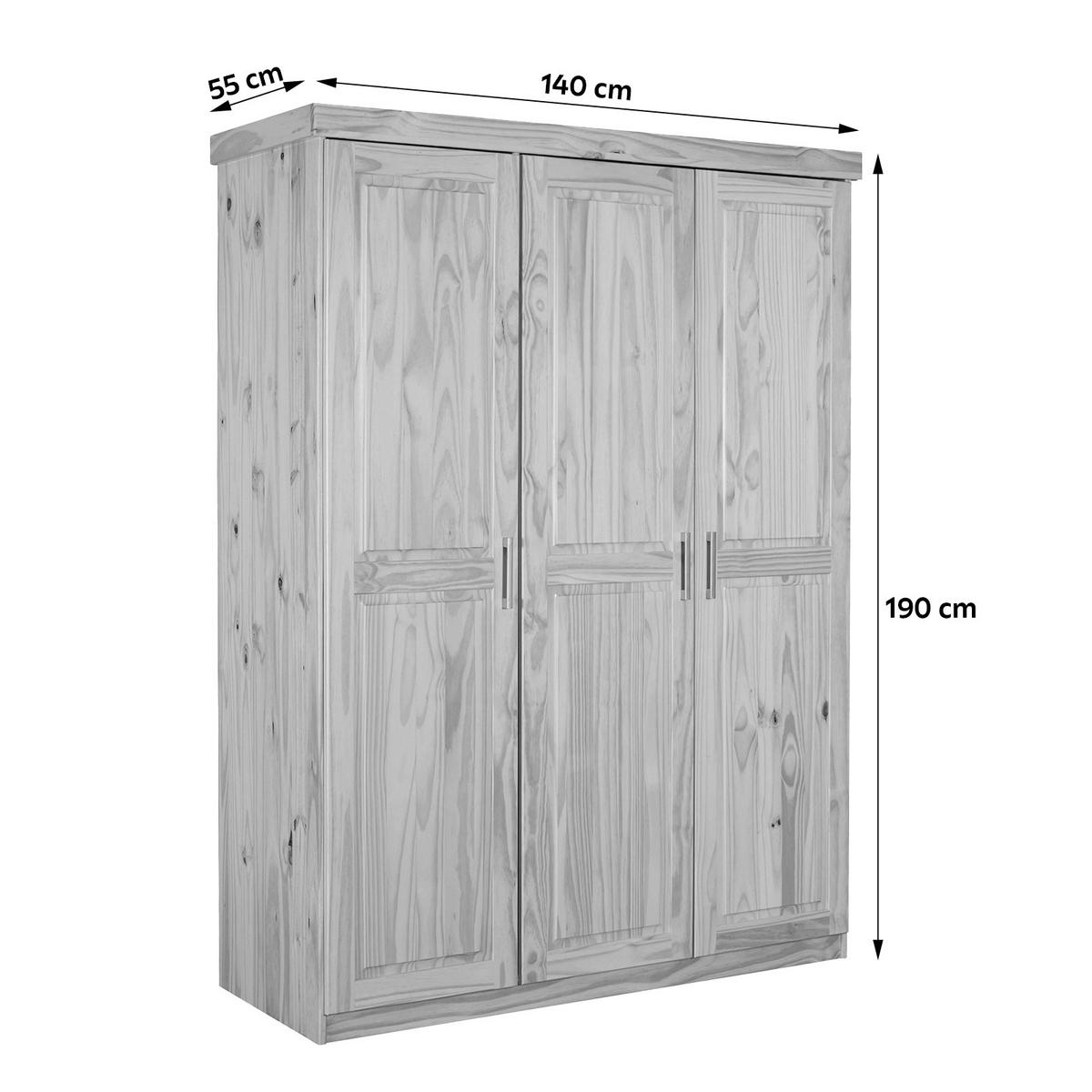 Drehtürenschrank Pelle ca. 140x190x55 cm Naturfraben - Silberfarben/Naturfarben, LIFESTYLE, Holz/Kunststoff (140/190/55cm) - MID.YOU