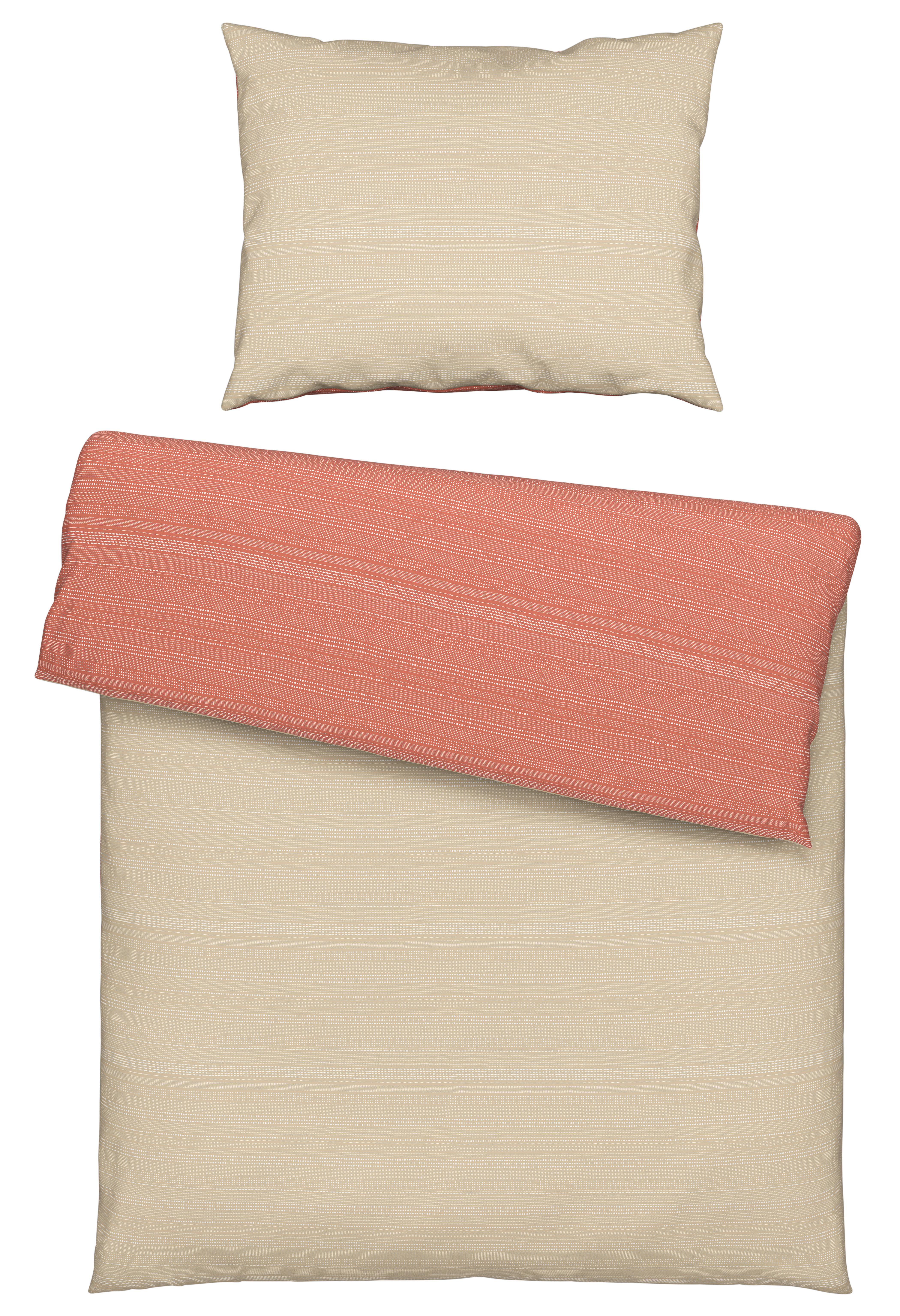 Bettwäsche Kinzura Wende Ca. 160x210cm - Beige/Orange, Konventionell, Textil (160/210cm) - Modern Living