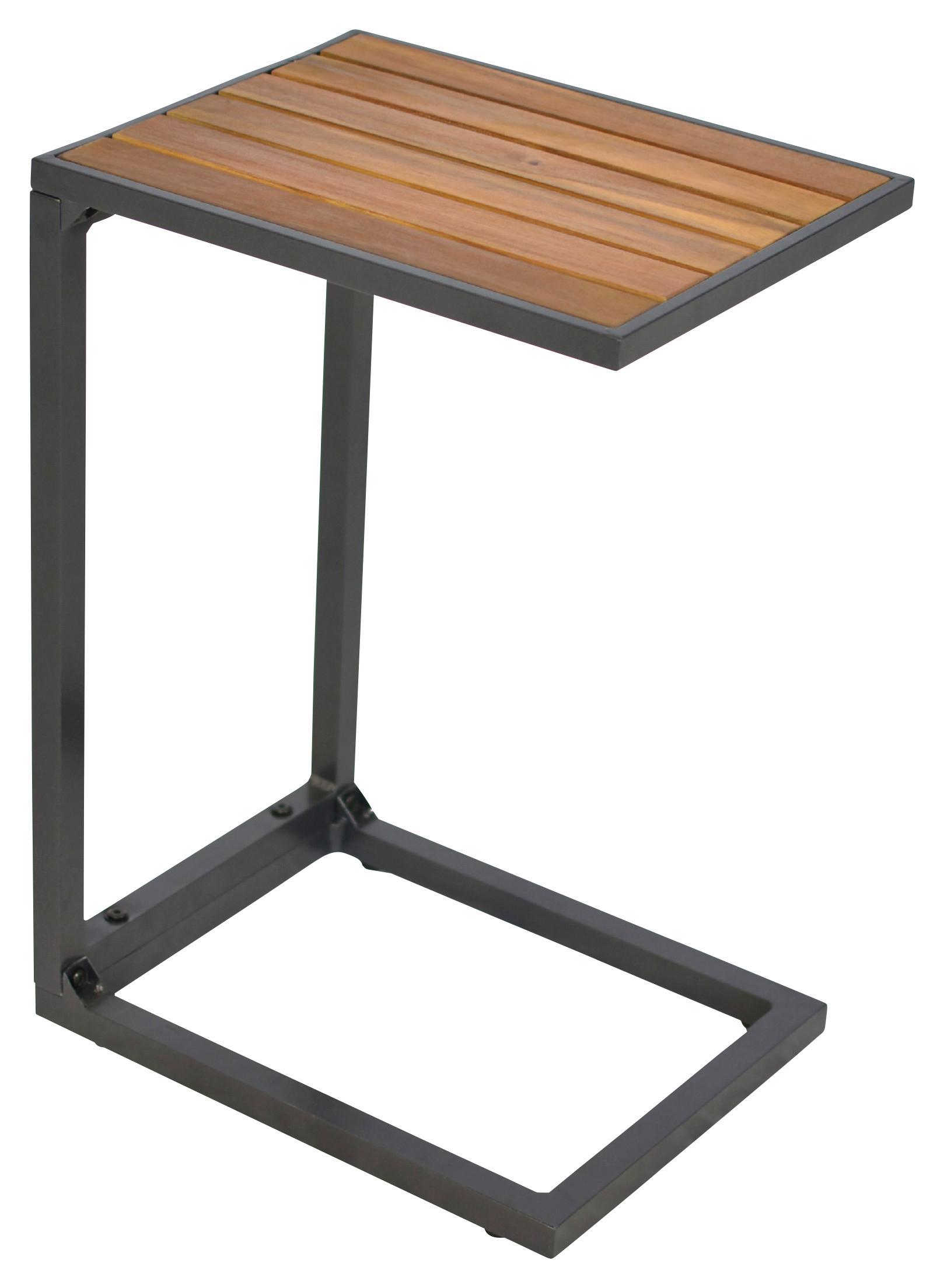 Gartenbeistelltisch "CEE", Akazie/Aluminium - Graphitfarben/Naturfarben, MODERN, Holz/Metall (41/32/61cm) - Gardenson