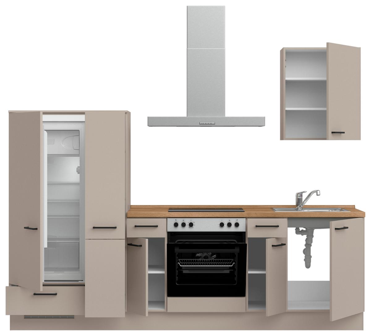 Küchenleerblock Easytouch Low o. Geräte Sandfarben - Sandfarben/Eichefarben, MODERN, Holzwerkstoff/Metall (270cm) - Nobilia