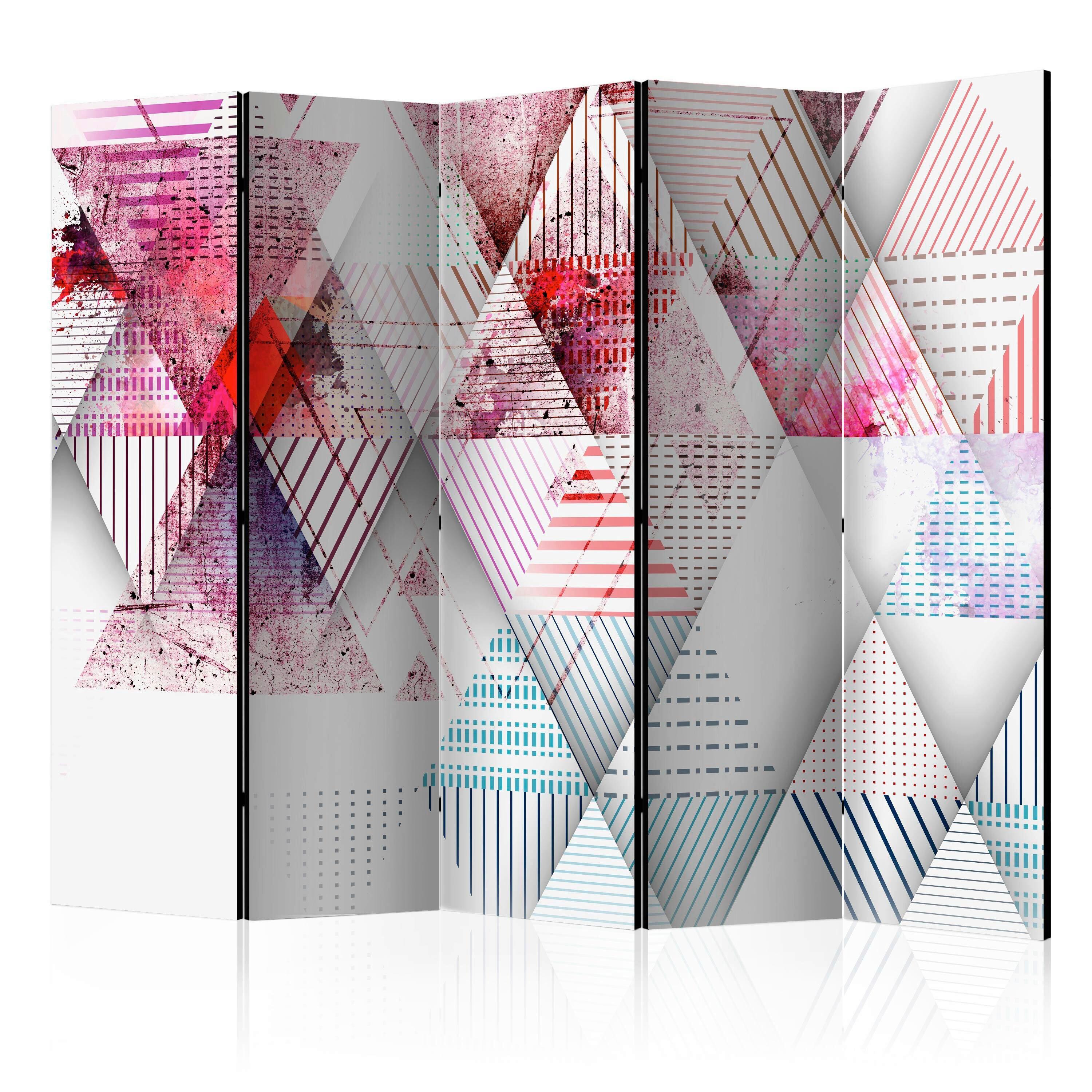 Paravan Triangular World I, 5-Delni, Dvostranski - večbarvno, Basics, tekstil/les (225/172/3cm) - artgeist